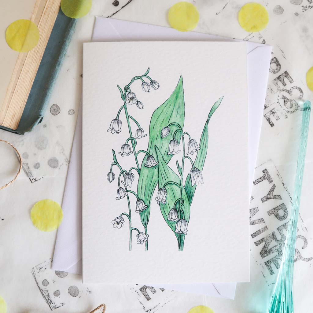 lily of the valley birth flower drawing May Lily of the Valley Birth Flower Card