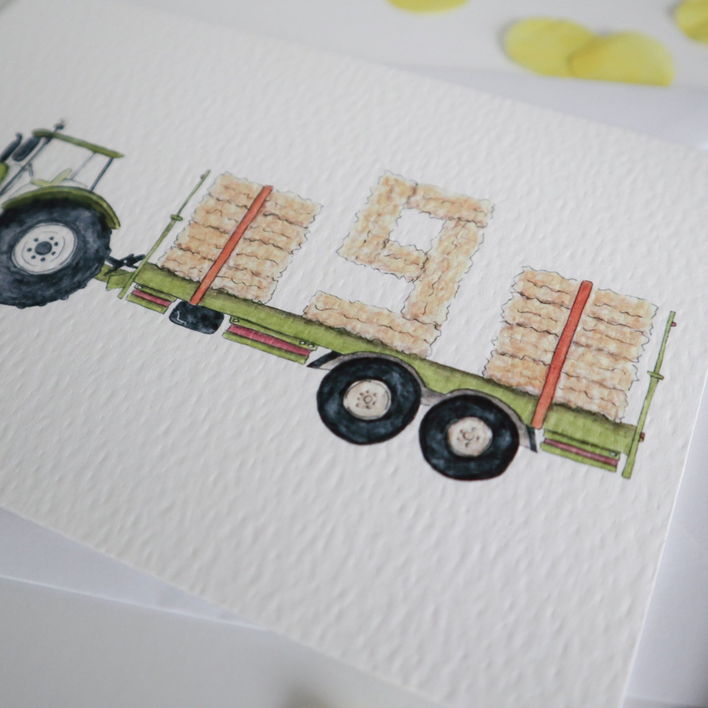 Green Tractor and Trailer 9th Birthday Card
