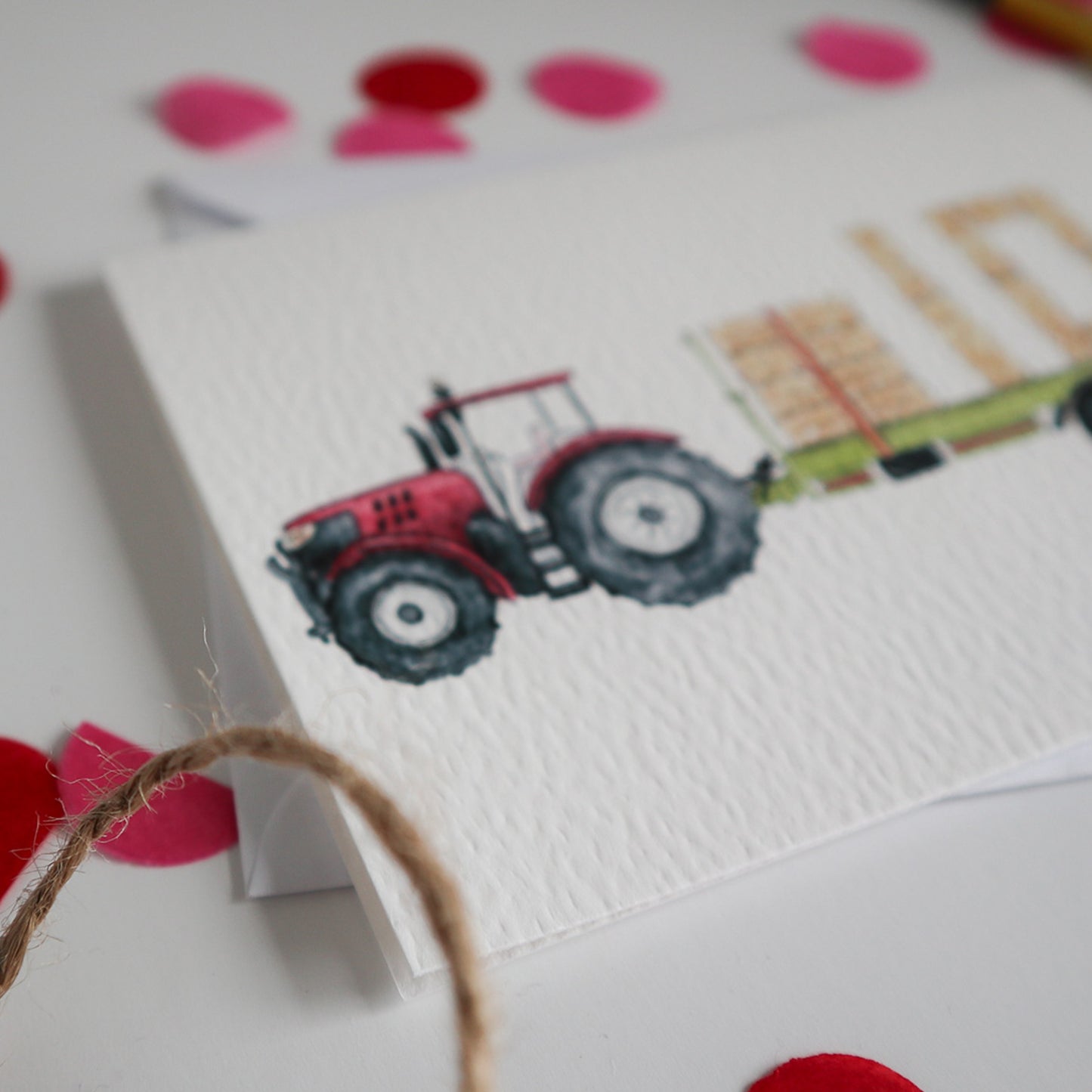 Red Tractor and Trailer 10th Birthday Card