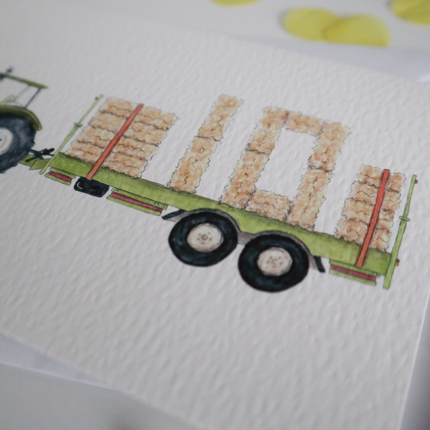Green Tractor and Trailer 10th Birthday Card