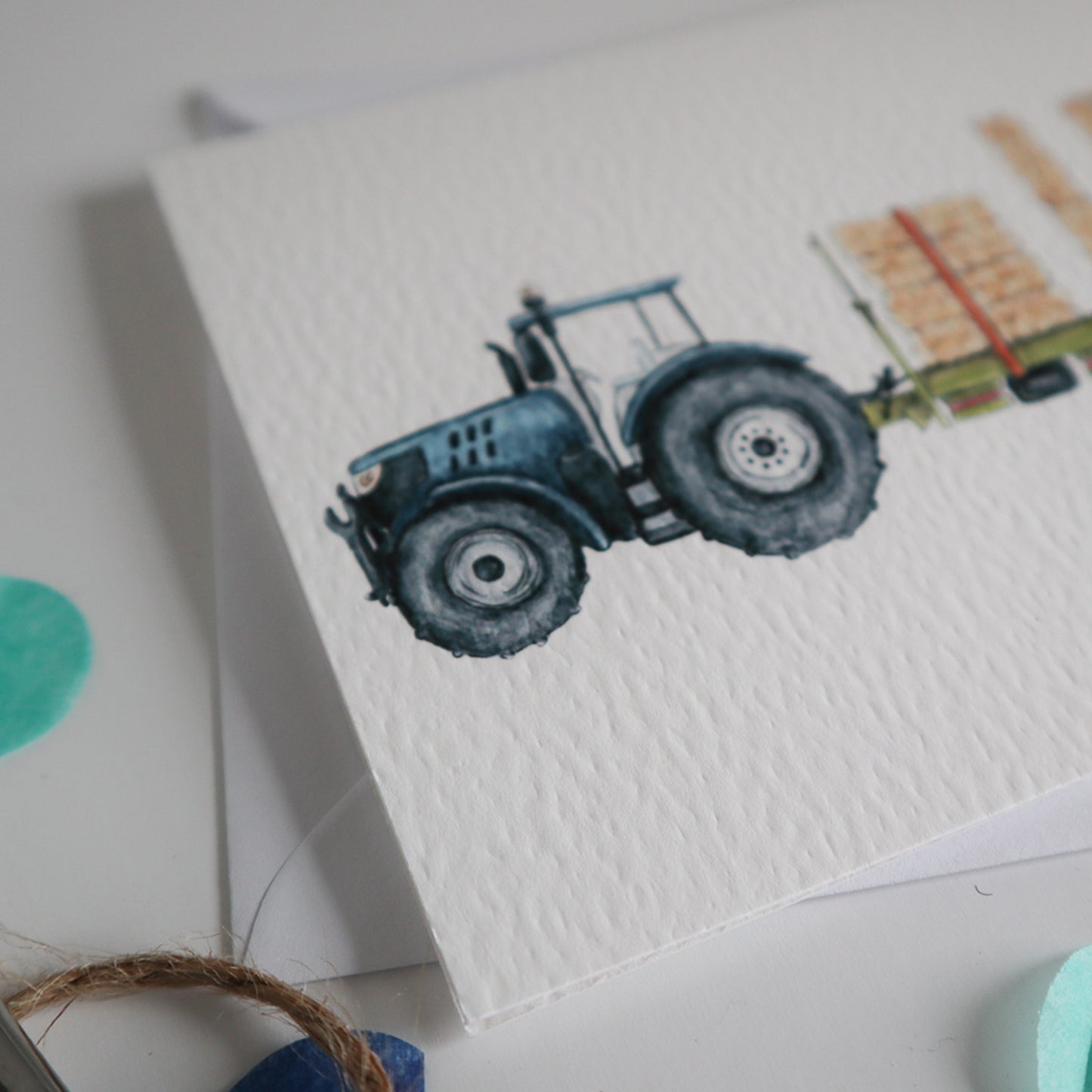 Blue Tractor and Trailer 16th Birthday Card