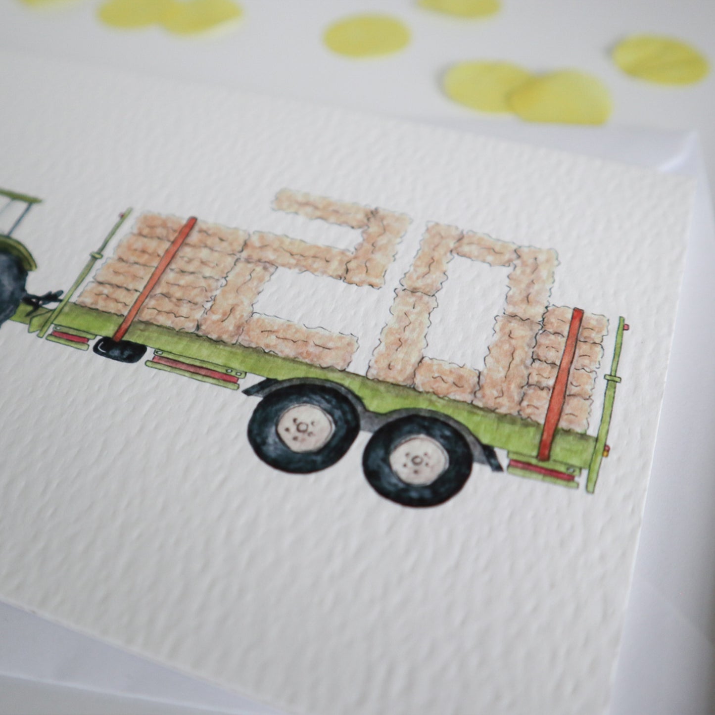 Green Tractor and Trailer 20th Birthday Card