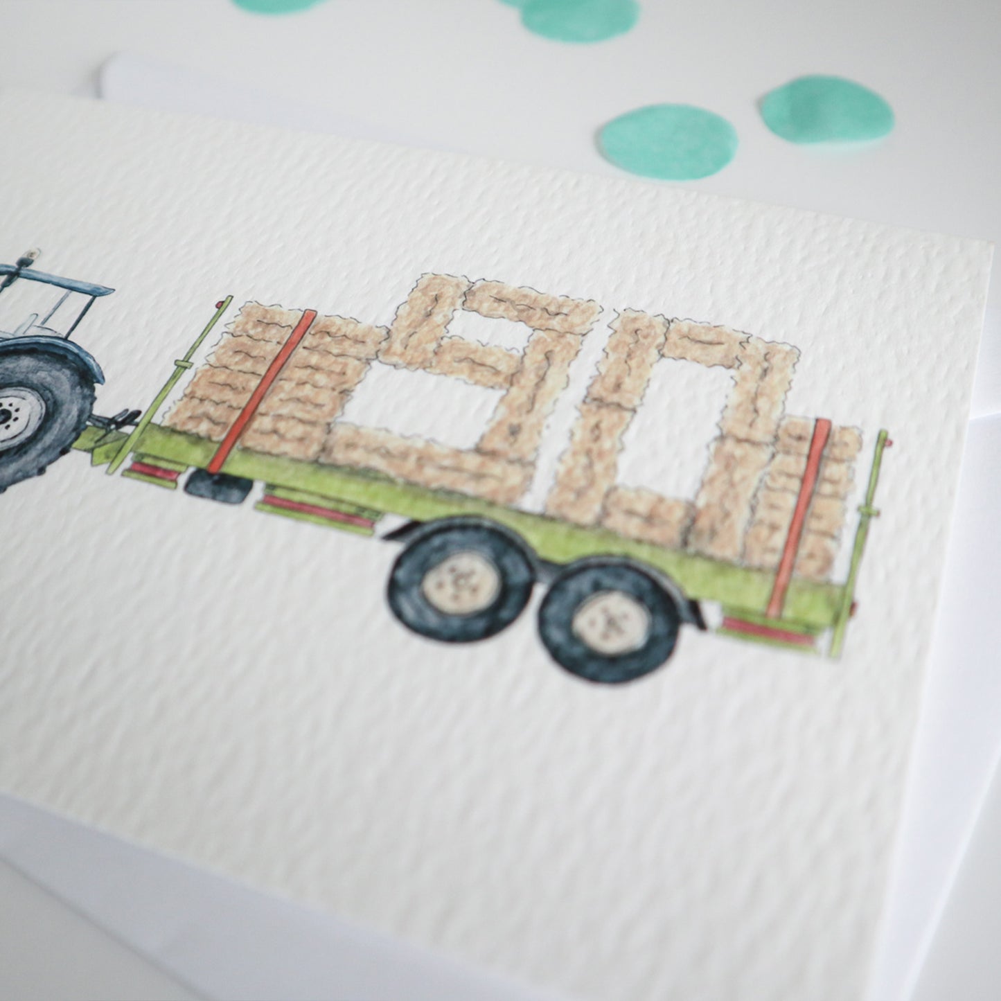 Blue Tractor and Trailer 90th Birthday Card