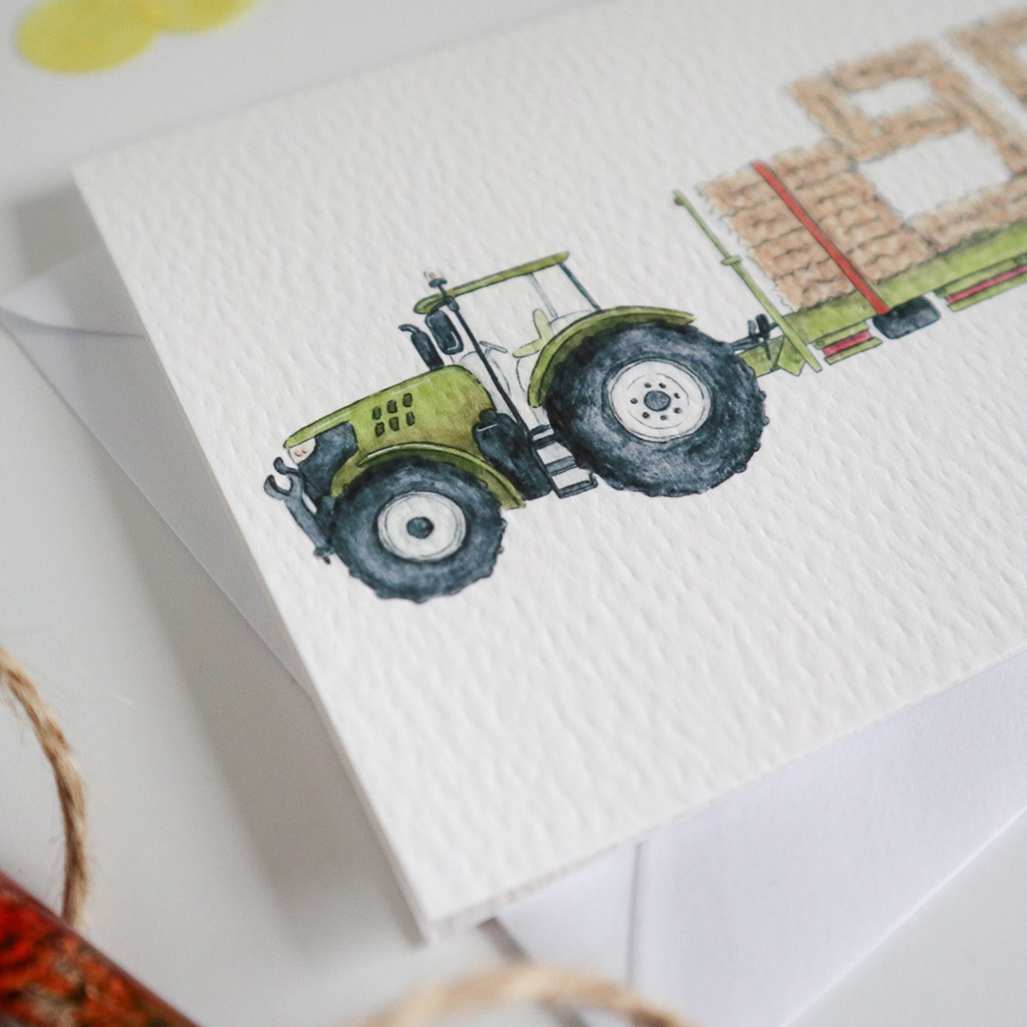 Green Tractor and Trailer 90th Birthday Card