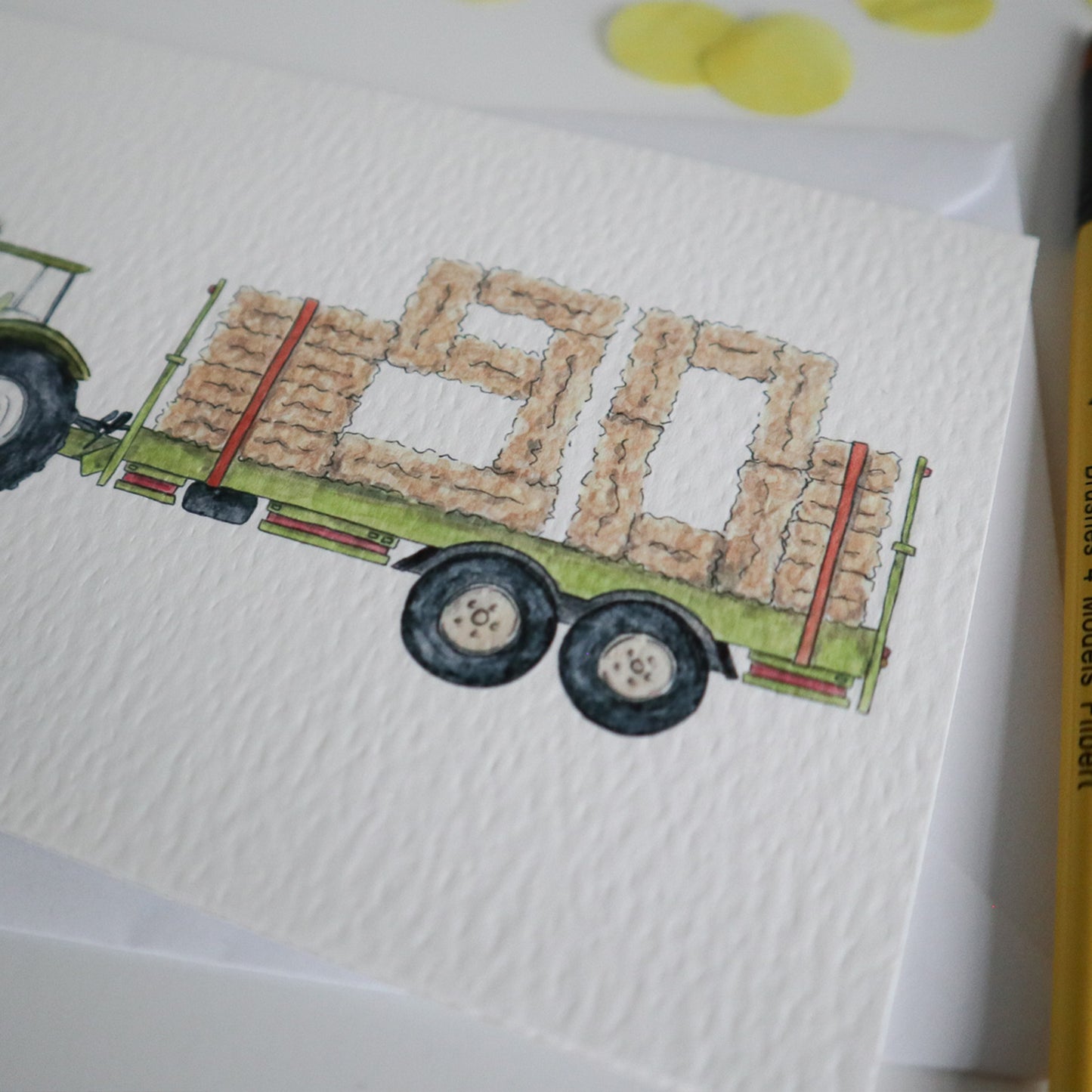 Green Tractor and Trailer 90th Birthday Card
