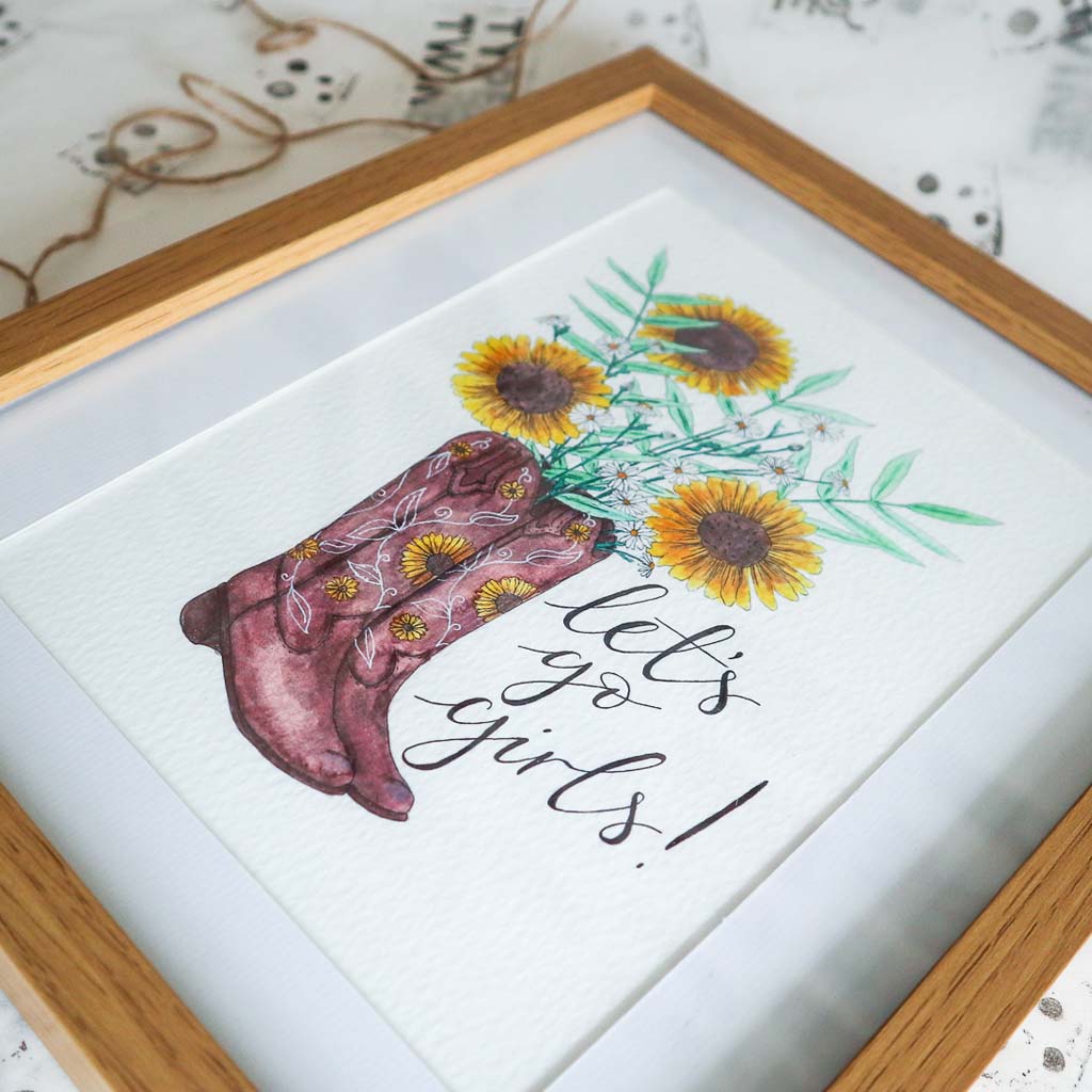 Let's Go Girls Cowgirl Boots Print