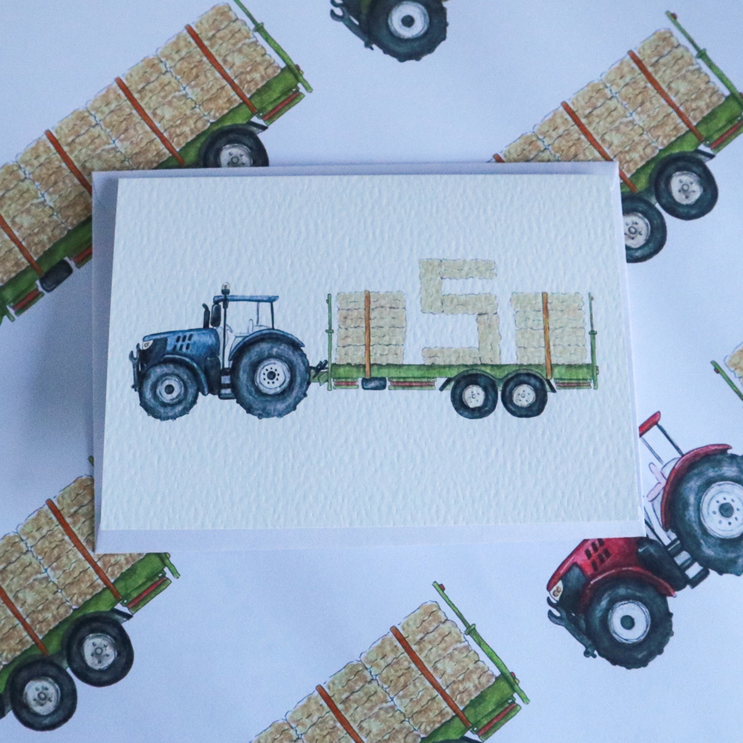 Tractor and Trailer Wrapping Paper Sheet & Card Bundle