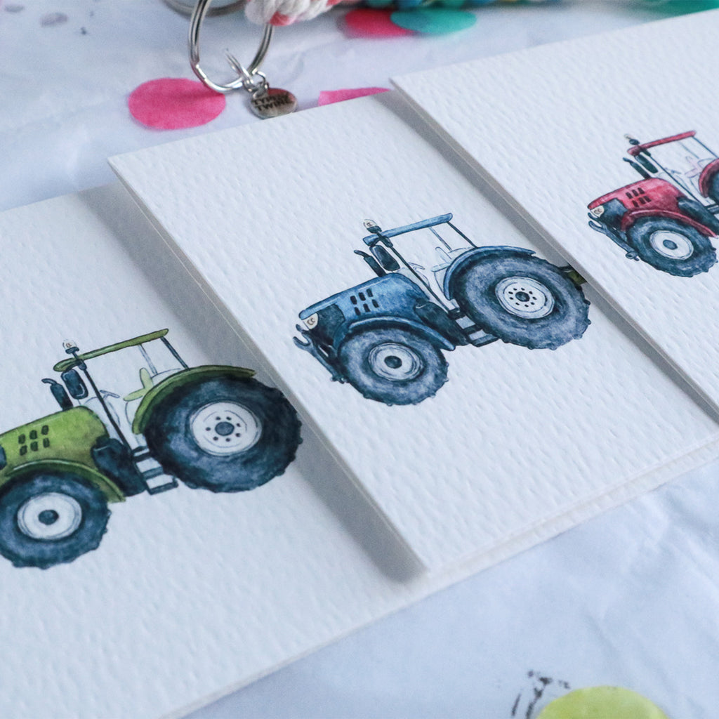 Blue Tractor and Trailer 18th Birthday Card