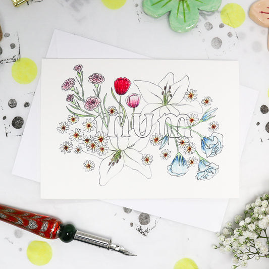 Mum Floral Lettering Card