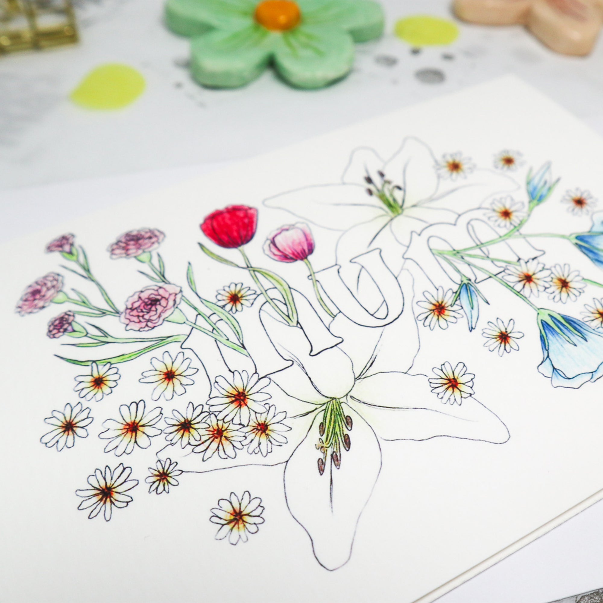 Mum Floral Lettering Card