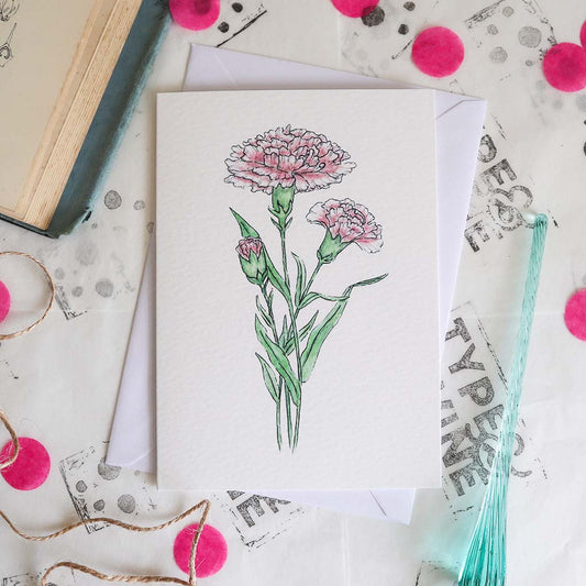 January Carnation Birth Flower Card