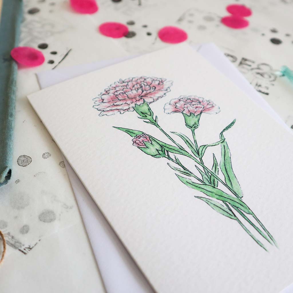 January Carnation Birth Flower Card