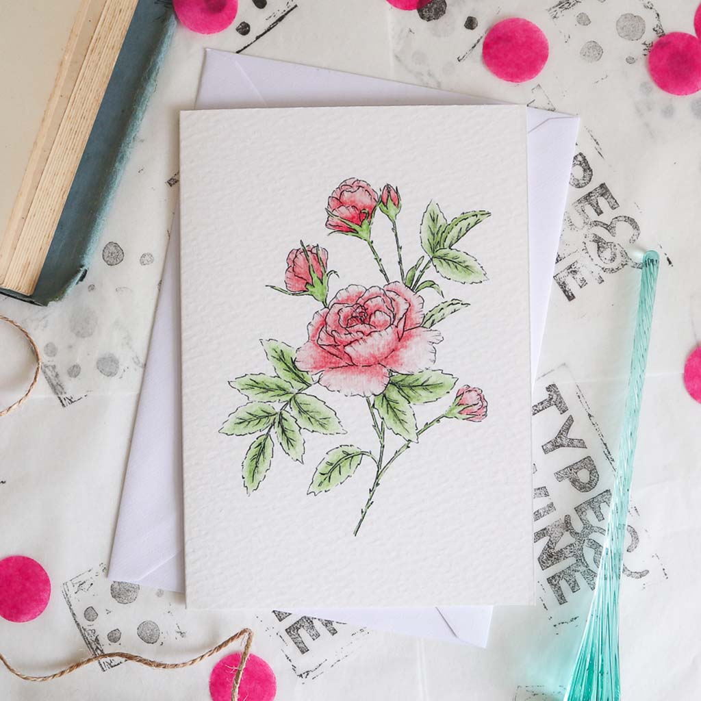 June Rose Birth Flower Card