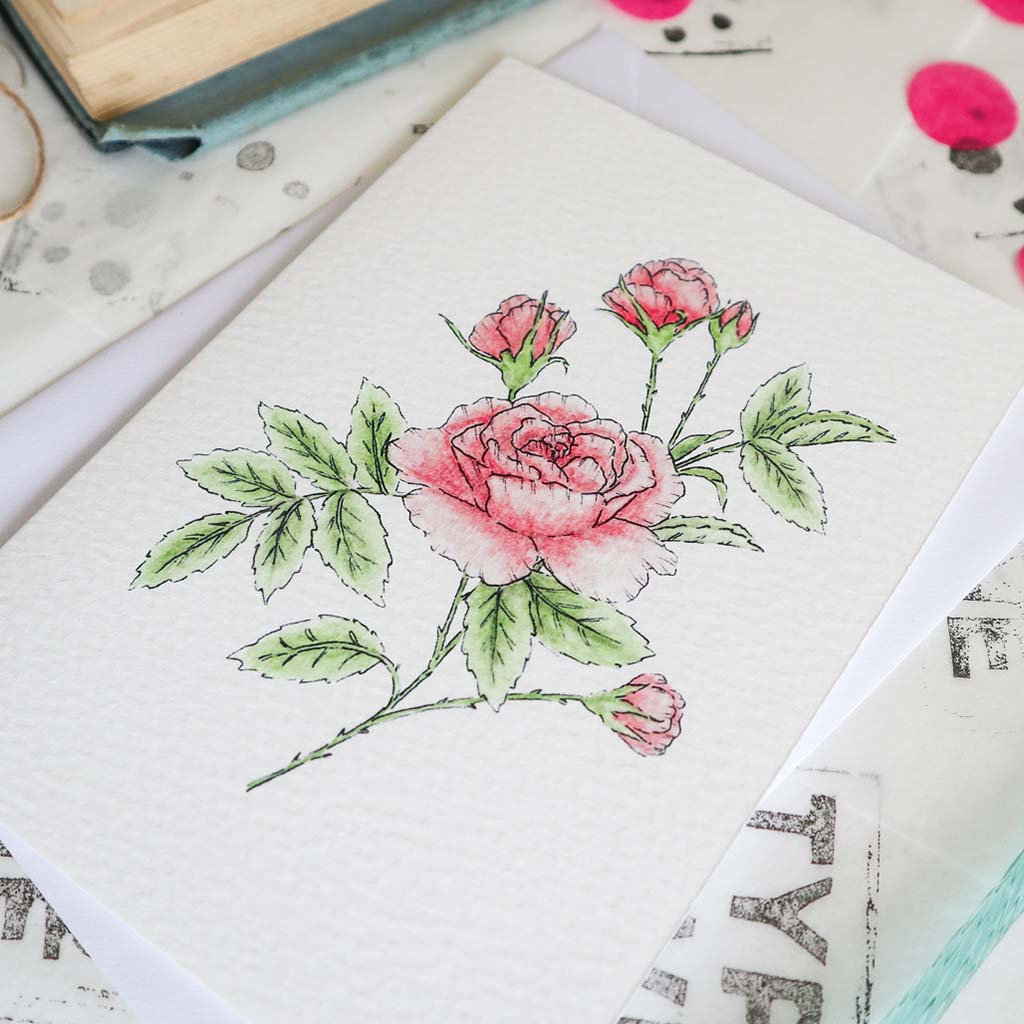 June Rose Birth Flower Card