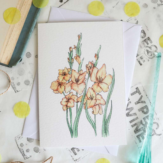 August Gladiolus Birth Flower Card