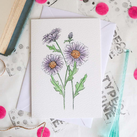 September Atser Birth Flower Card