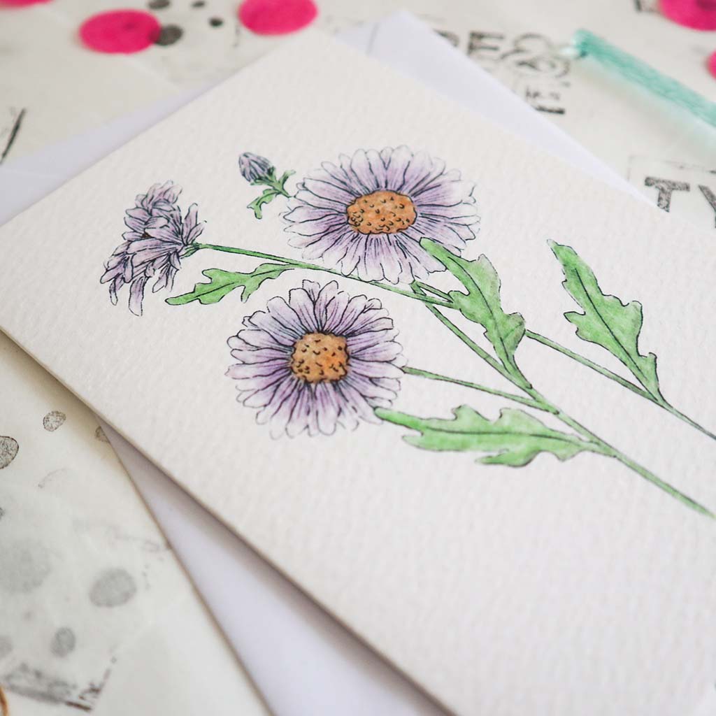 September Atser Birth Flower Card