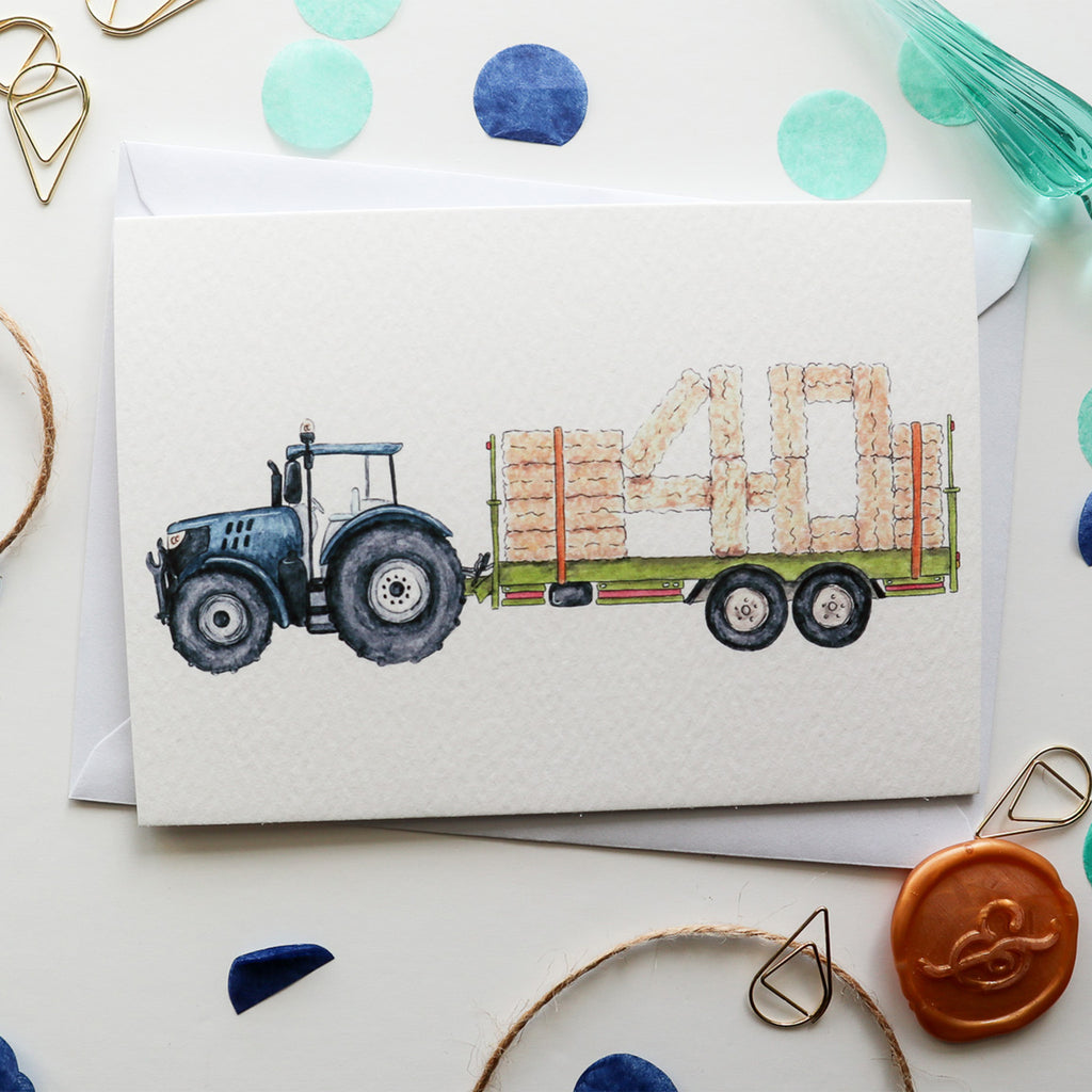 Tractor and Trailer 40th Birthday Card