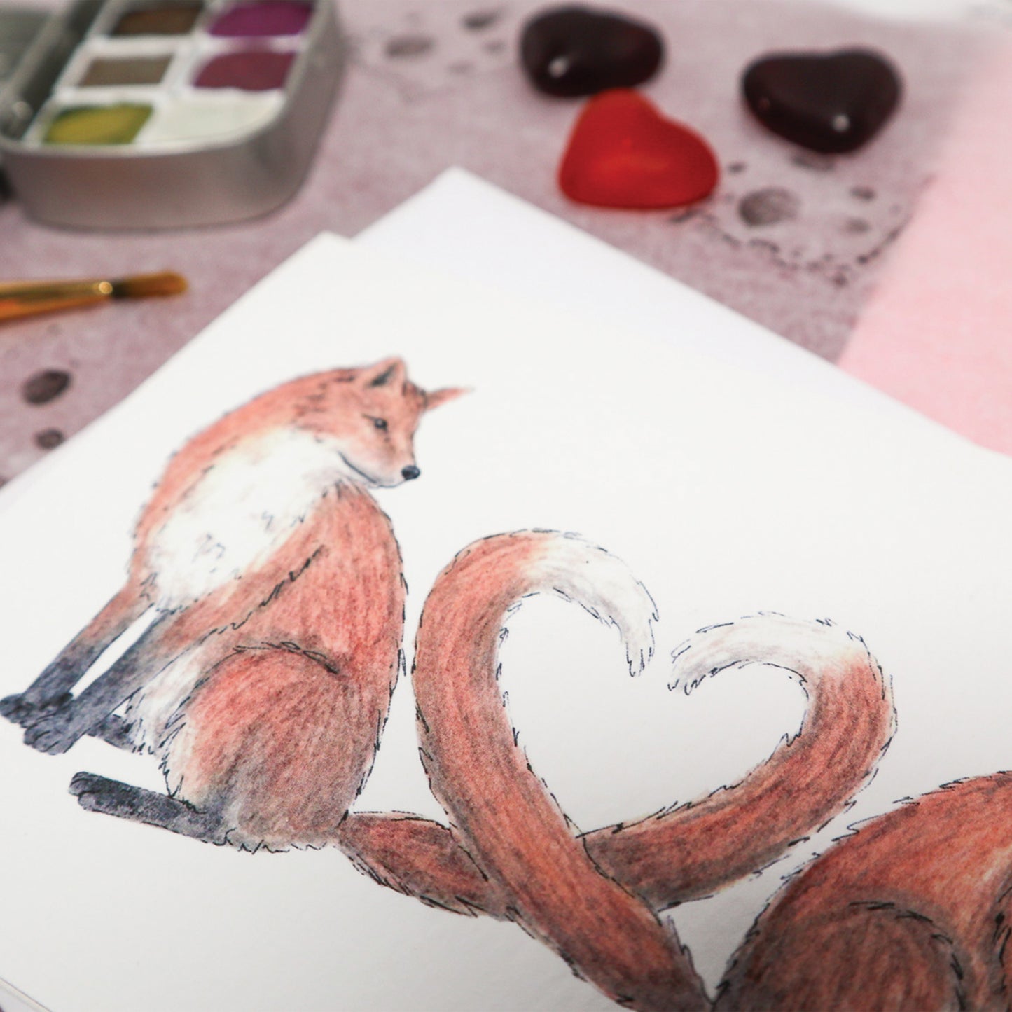 Fox Hearts Card