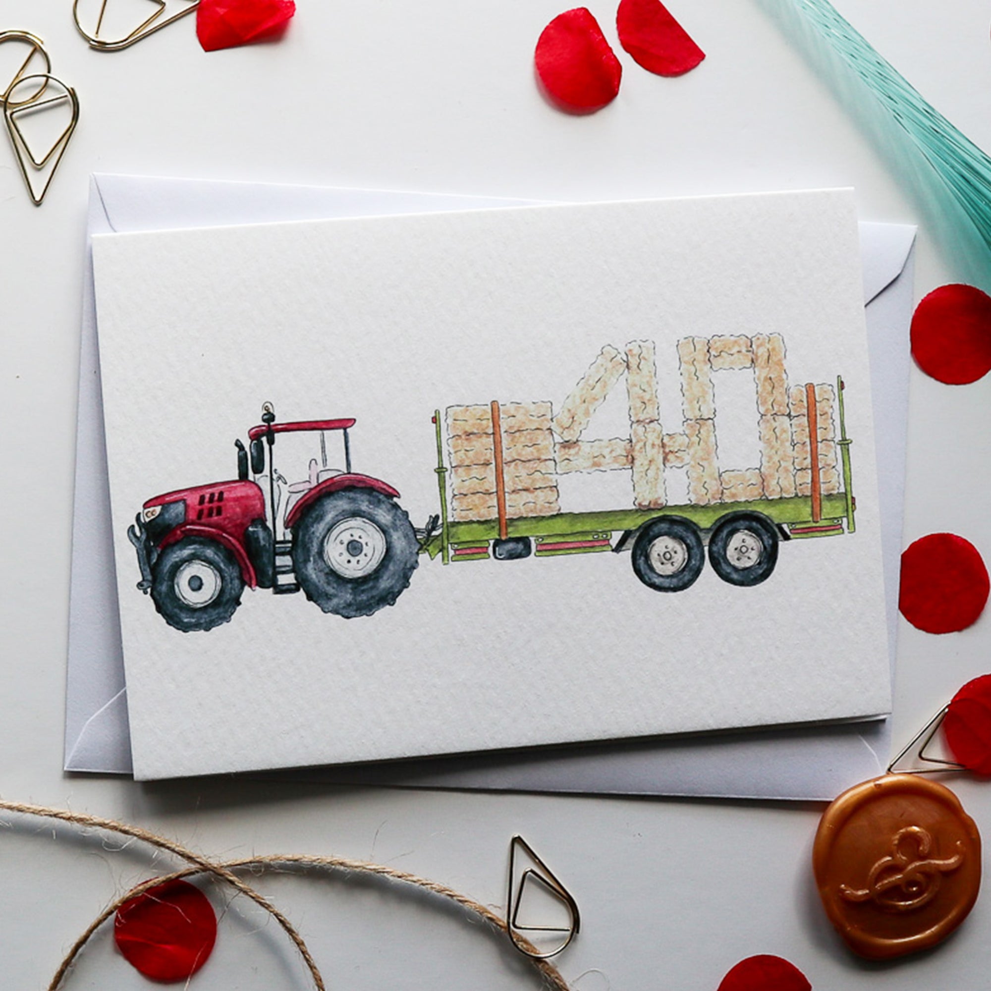 Tractor and Trailer 40th Birthday Card