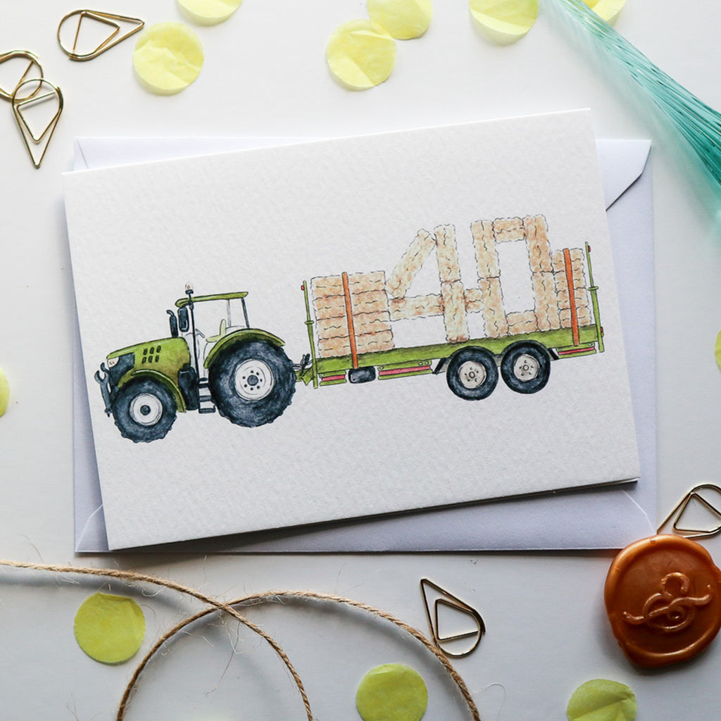 Tractor and Trailer 40th Birthday Card