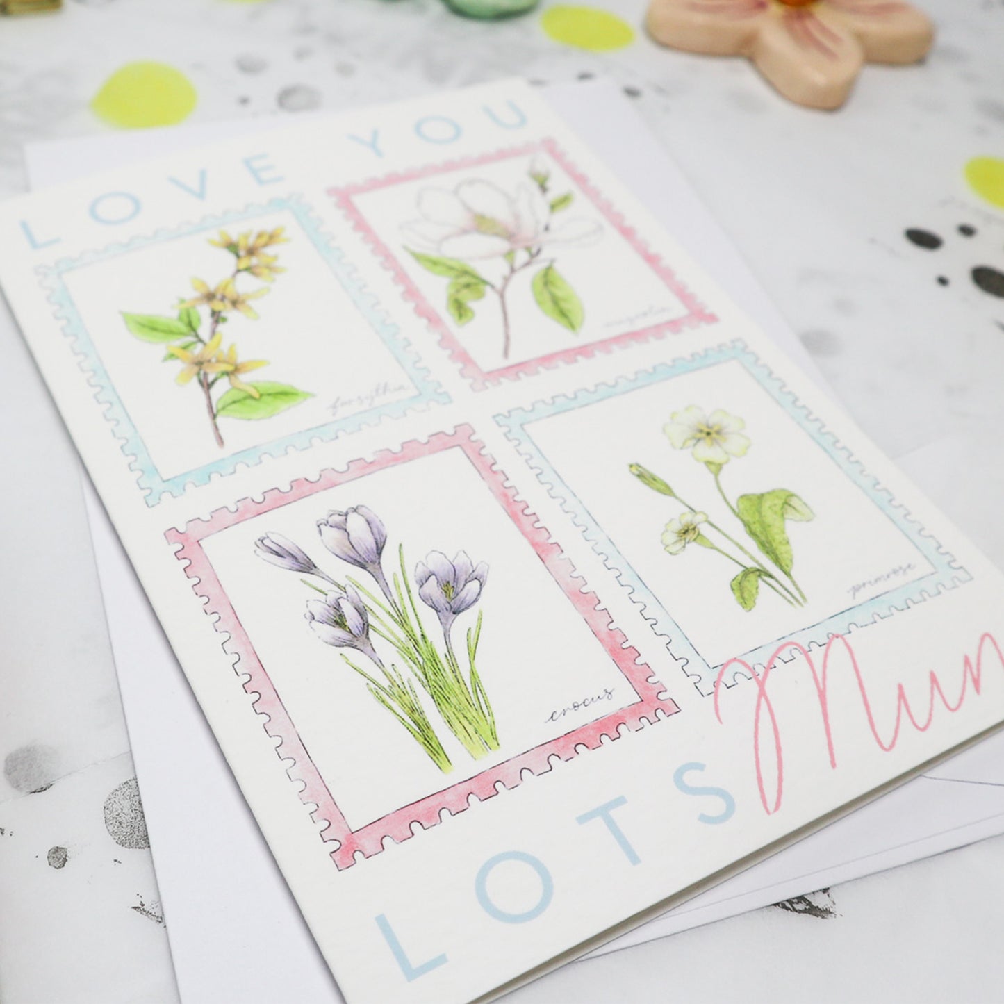 Love You Lots Mum Stamp Floral Card