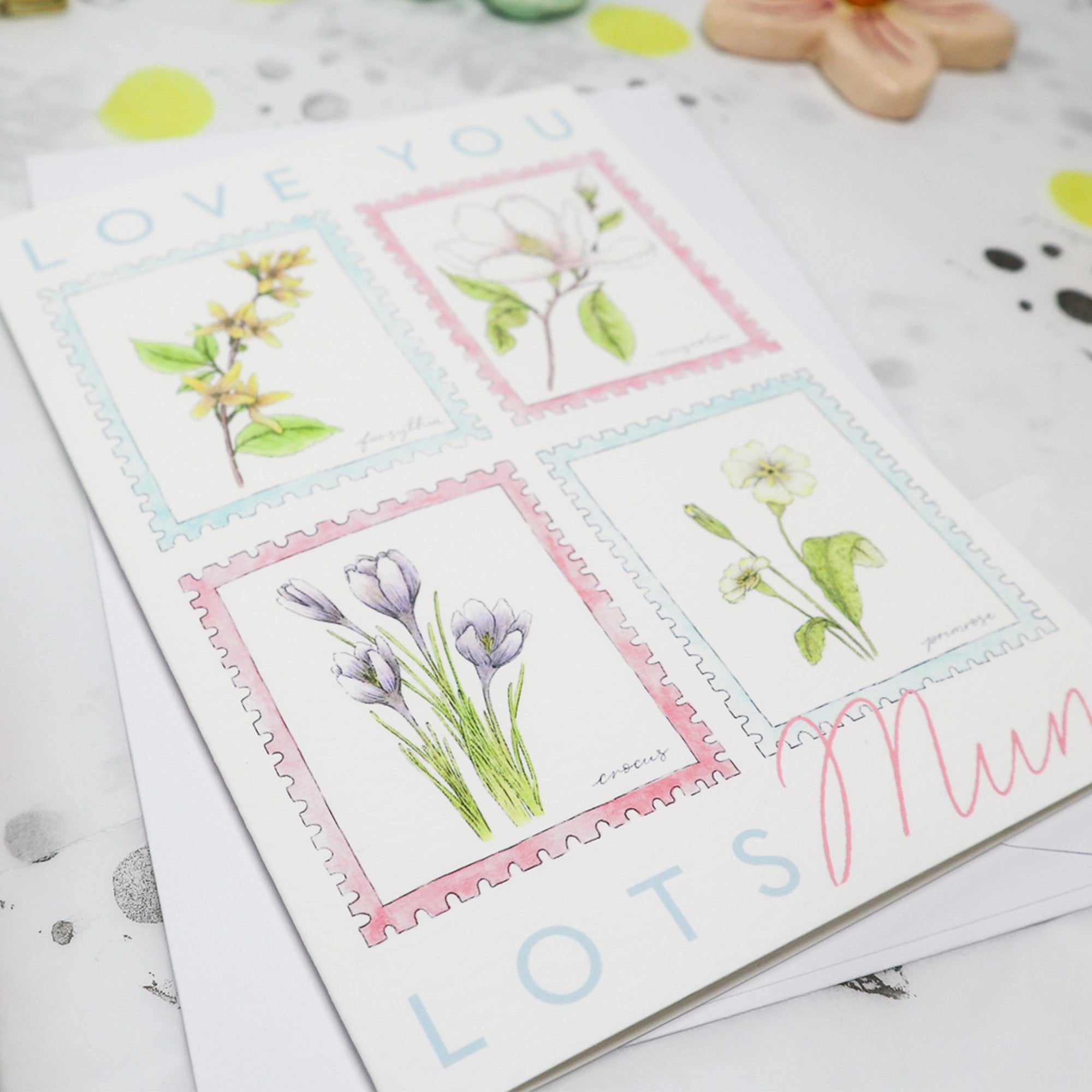 Love You Lots Mum Stamp Floral Card