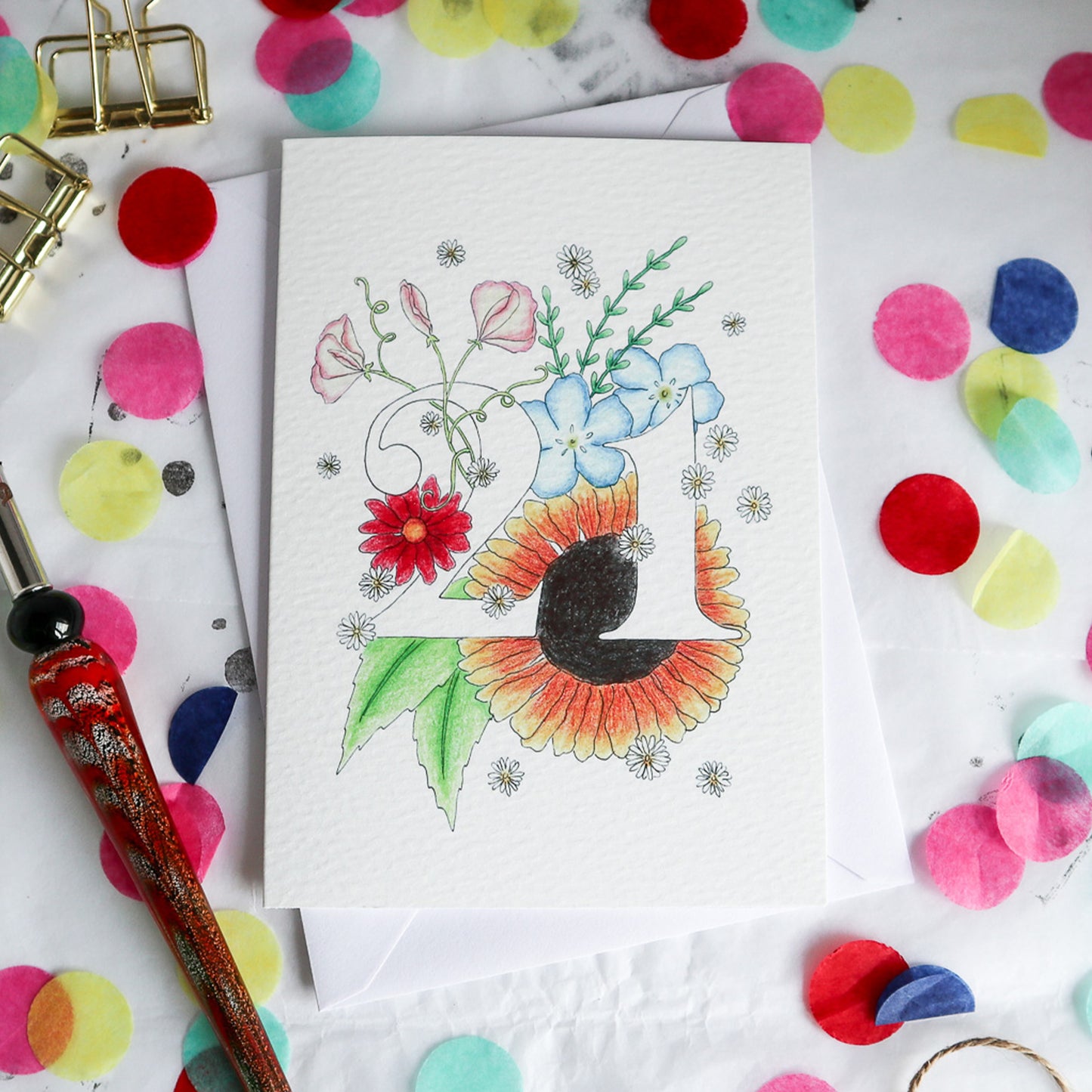 Floral 21st Birthday Card