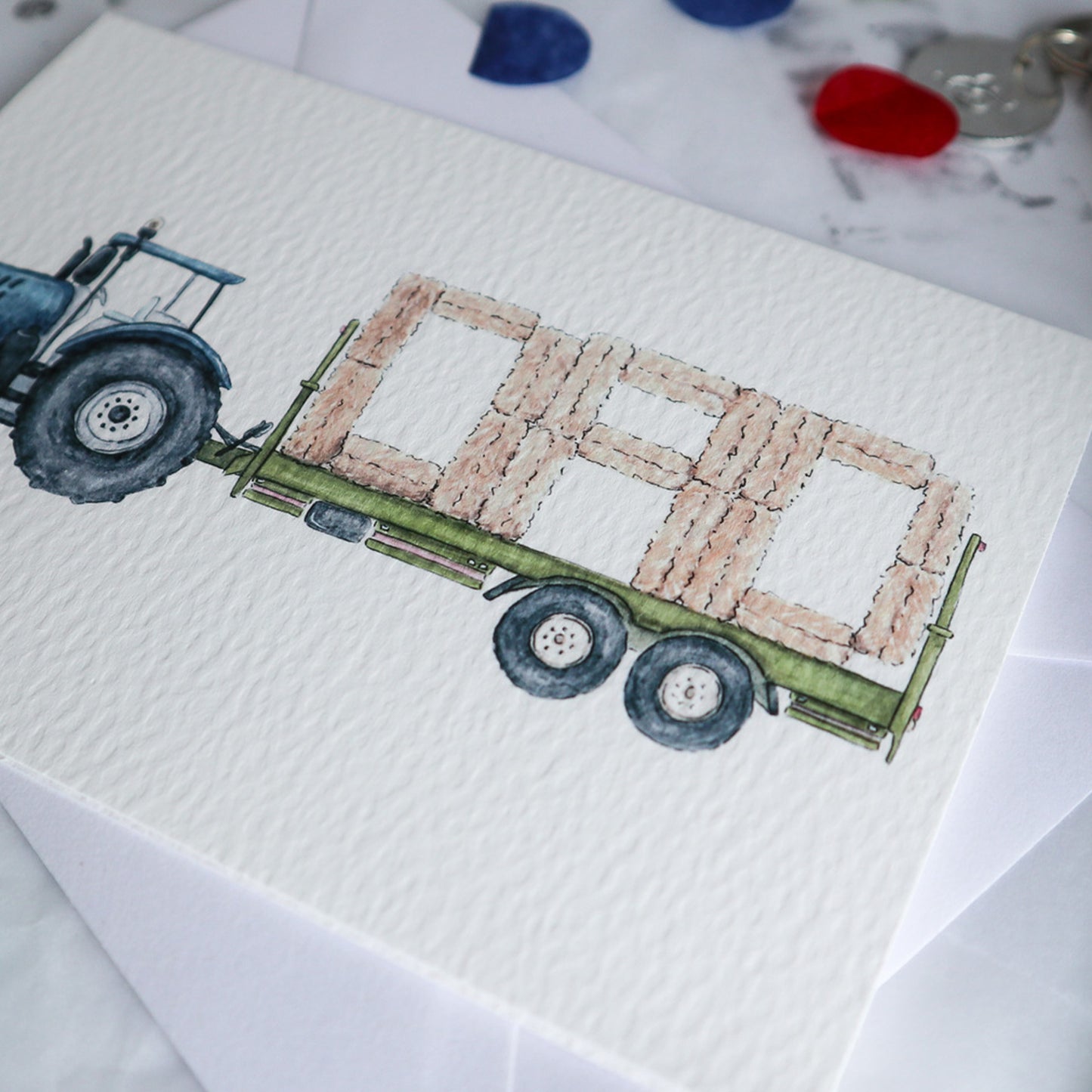 Blue Tractor and Trailer DAD Fathers Day Card