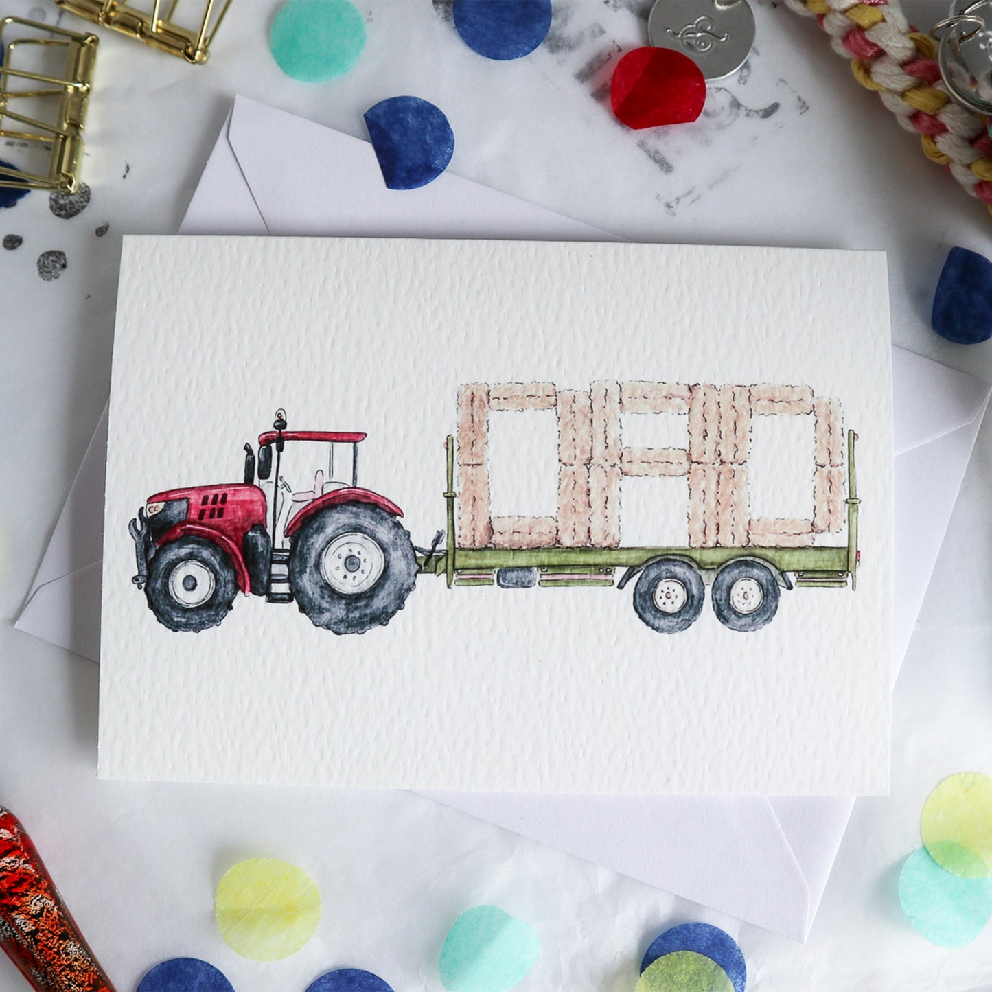 Red Tractor and Trailer DAD Fathers Day Card