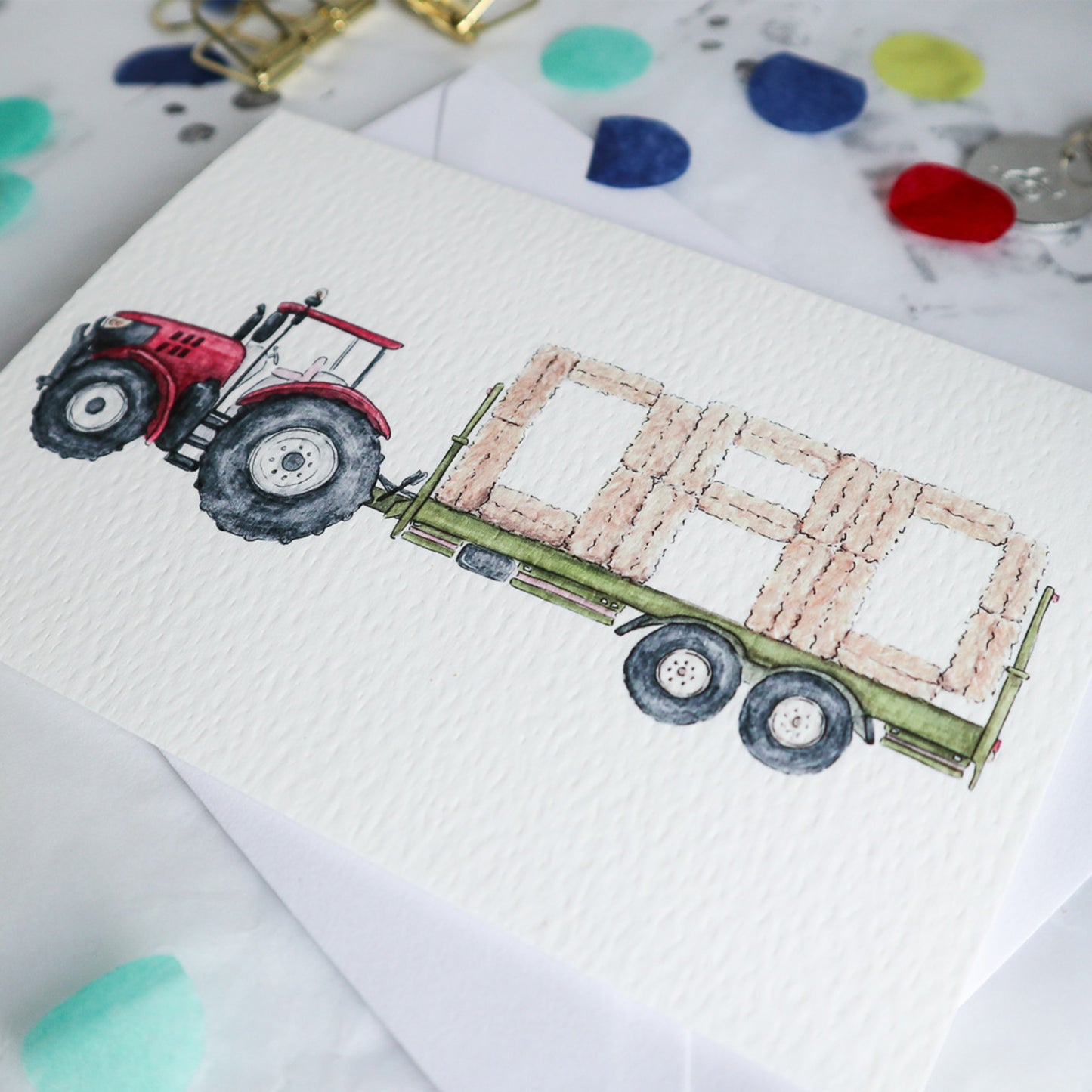 Red Tractor and Trailer DAD Fathers Day Card