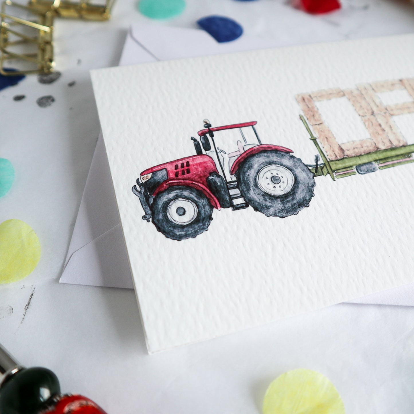 Blue Tractor and Trailer DAD Fathers Day Card