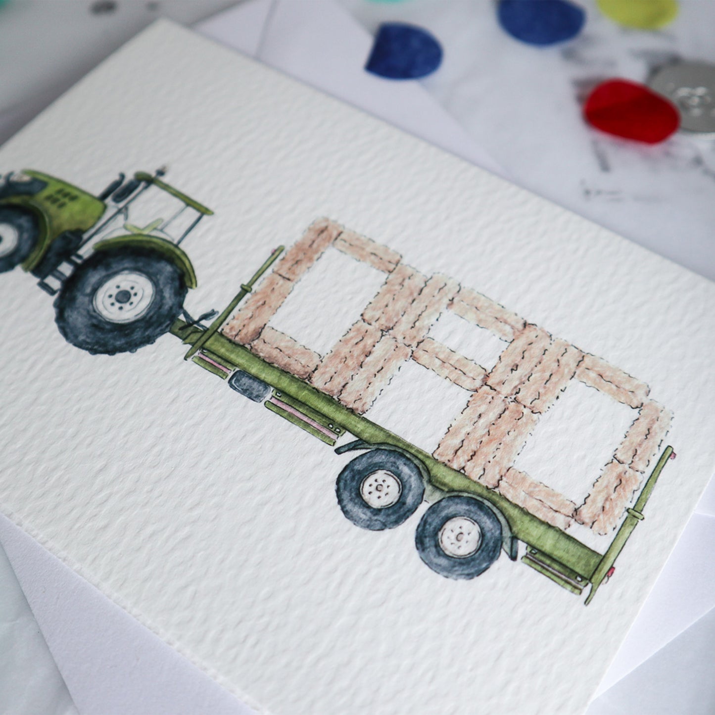 Green Tractor and Trailer DAD Fathers Day Card