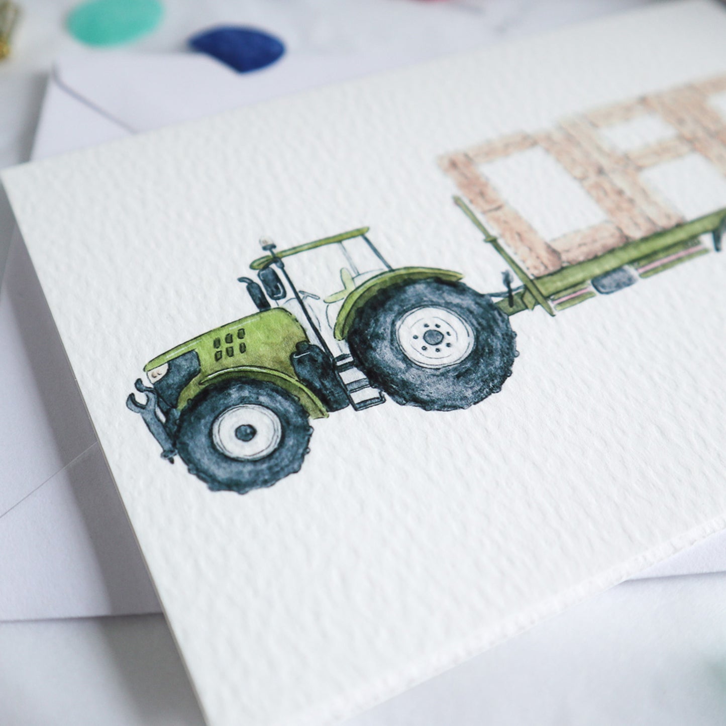 Blue Tractor and Trailer DAD Fathers Day Card