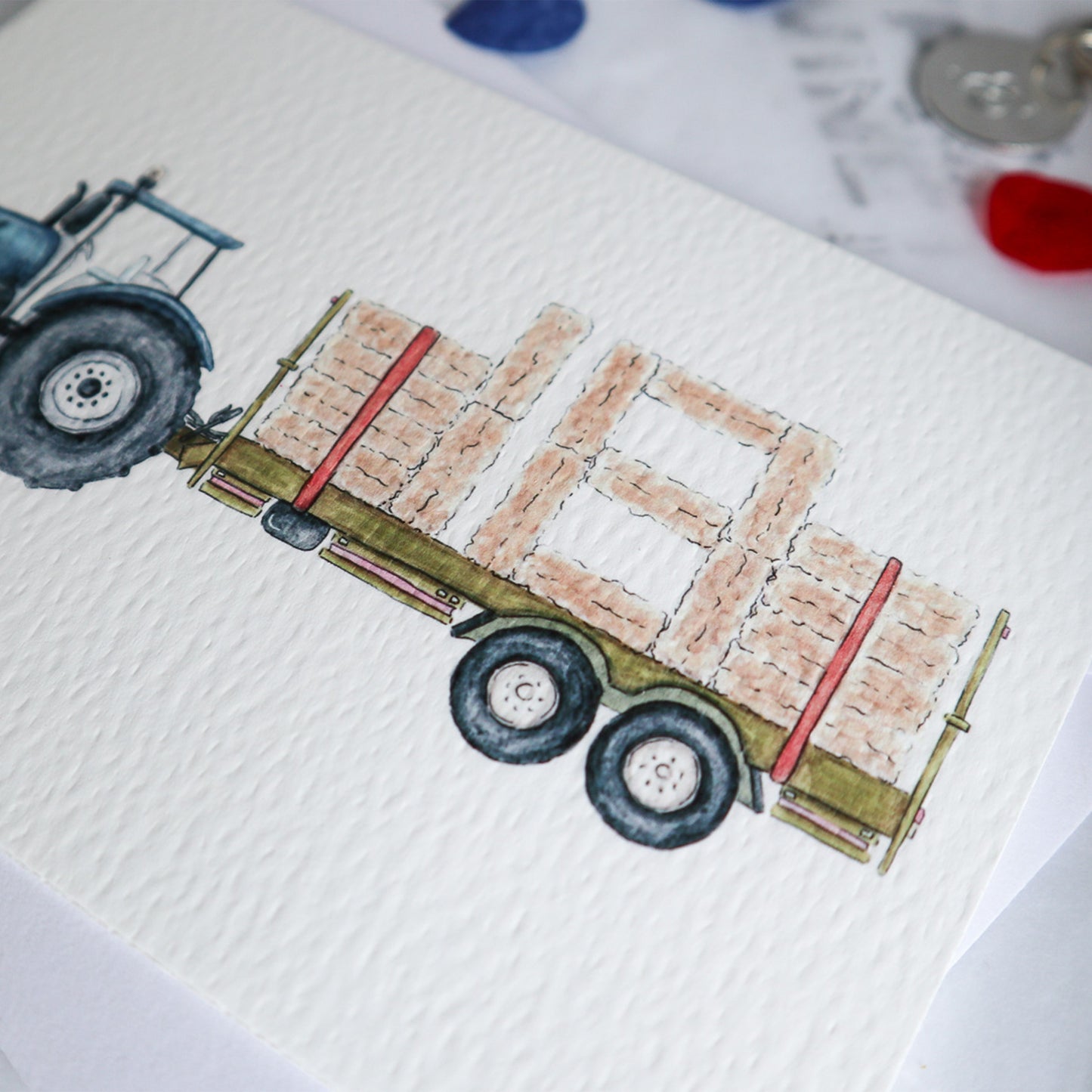 Blue Tractor and Trailer 18th Birthday Card