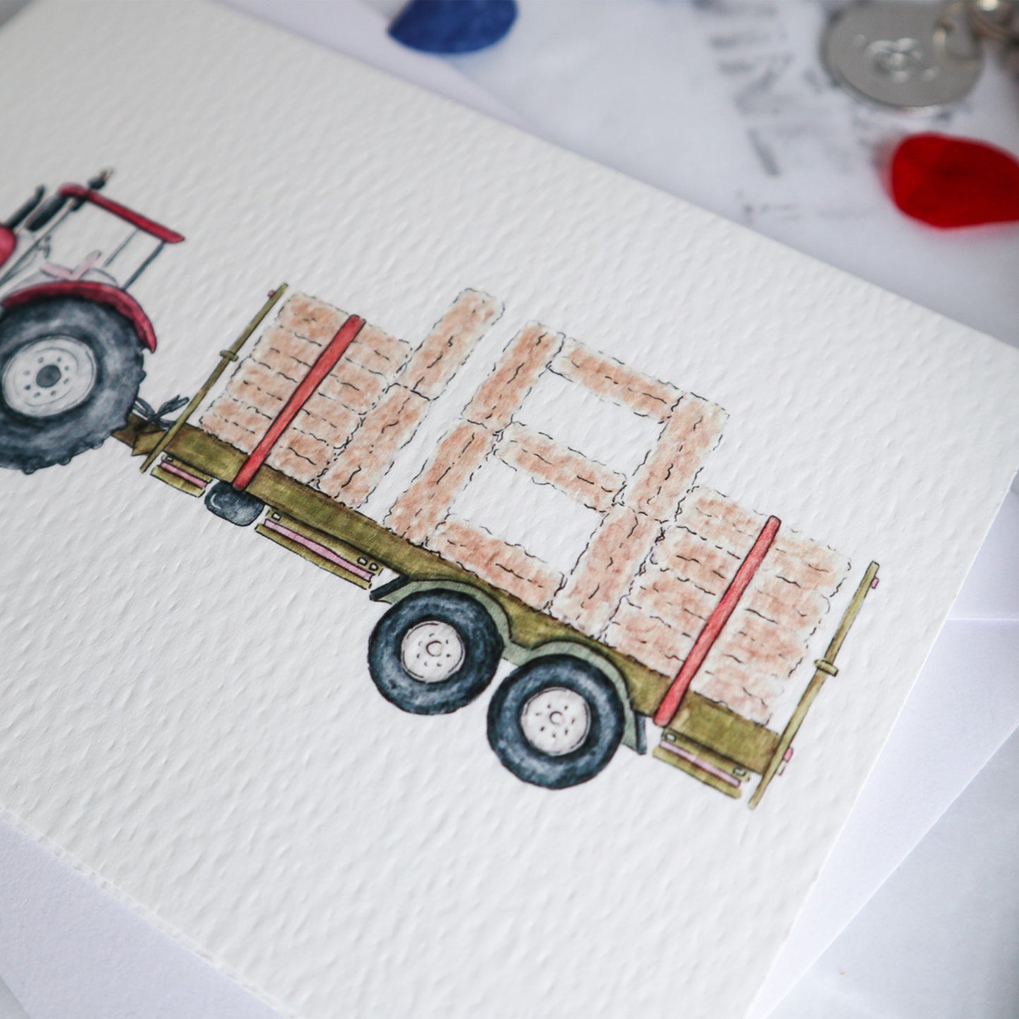 Red Tractor and Trailer 18th Birthday Card