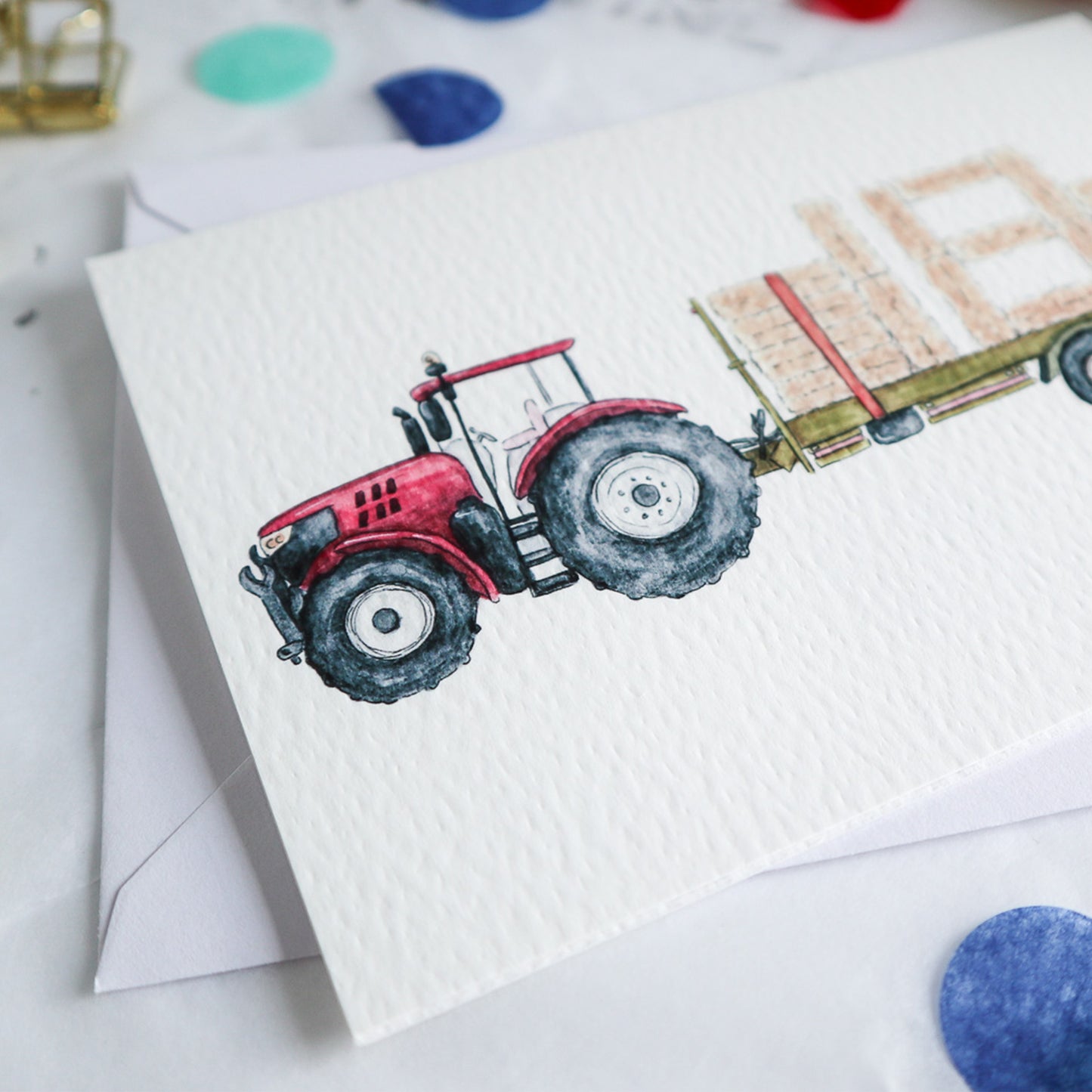 Red Tractor and Trailer 18th Birthday Card