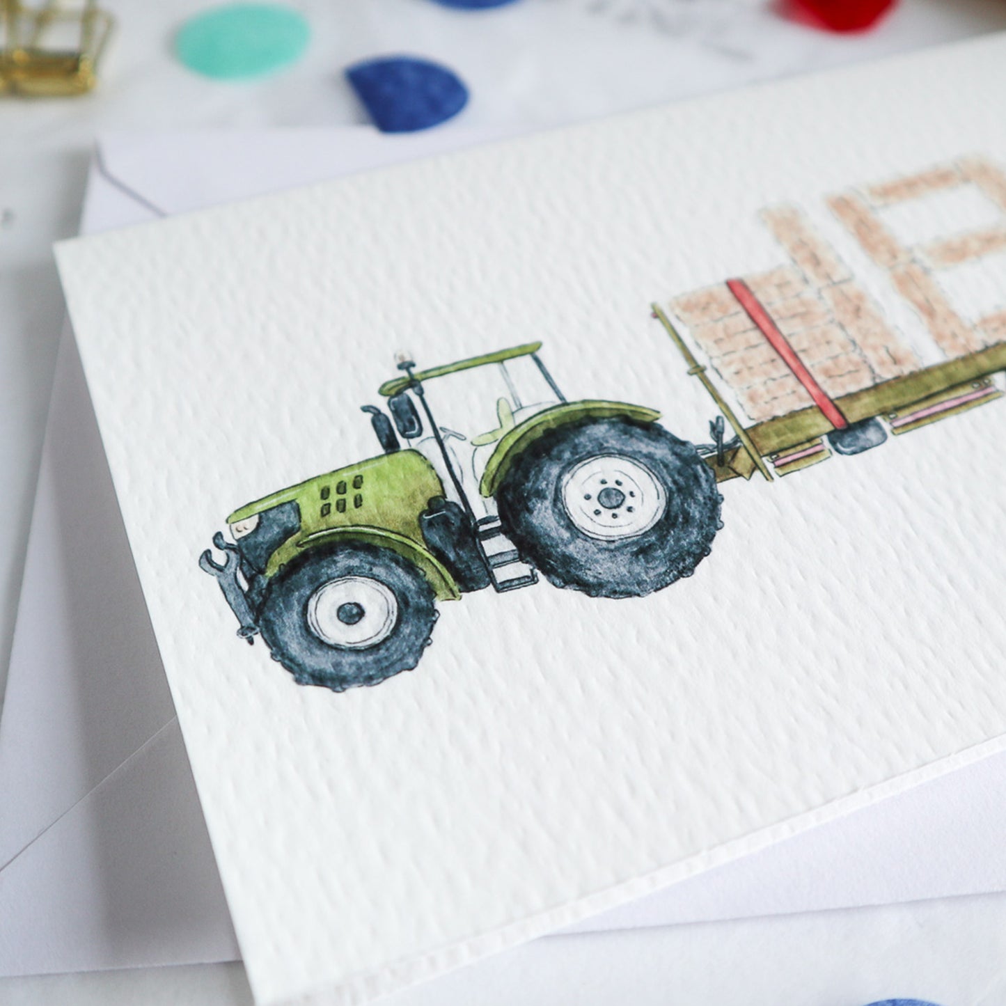 Red Tractor and Trailer 18th Birthday Card