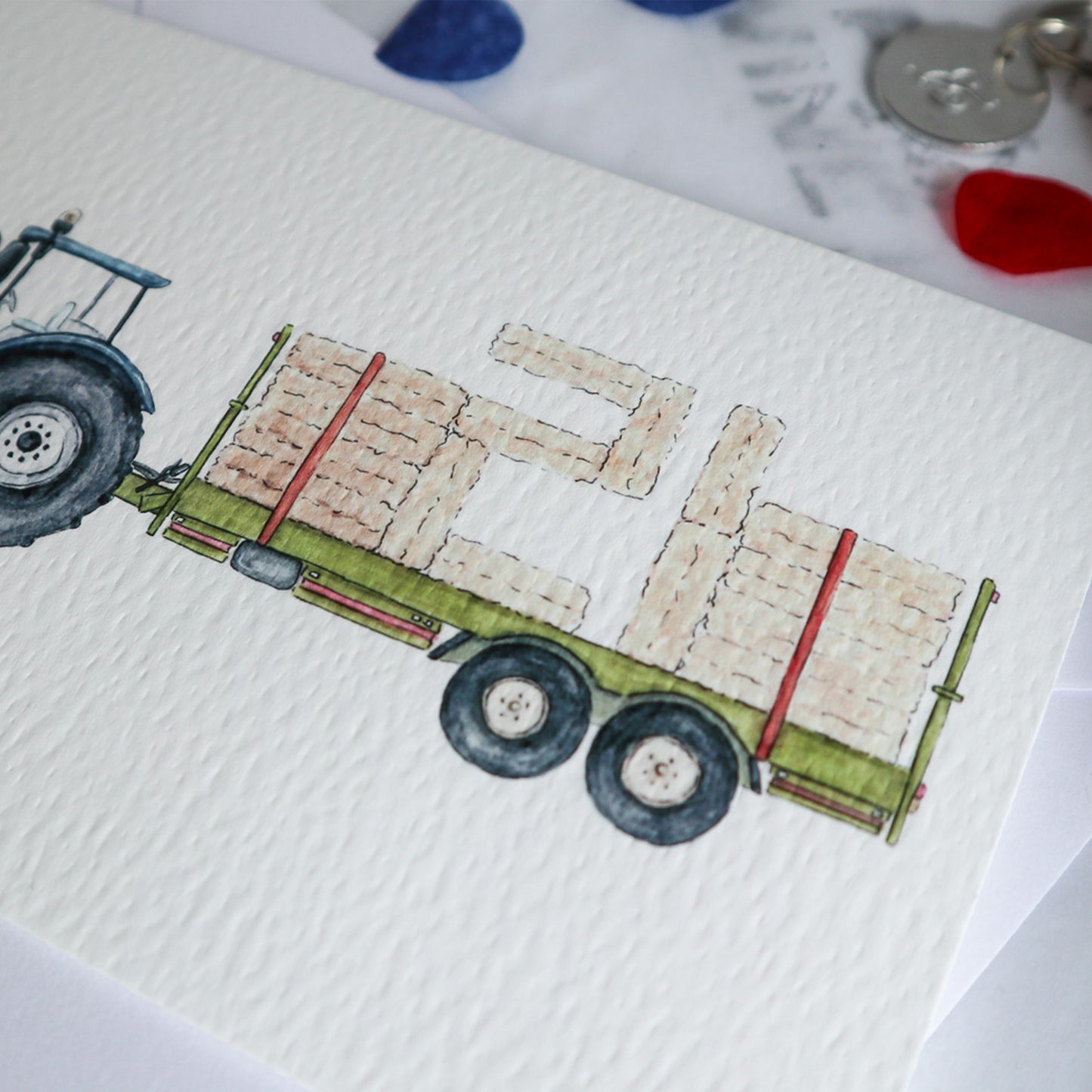 Blue Tractor and Trailer 21st Birthday Card