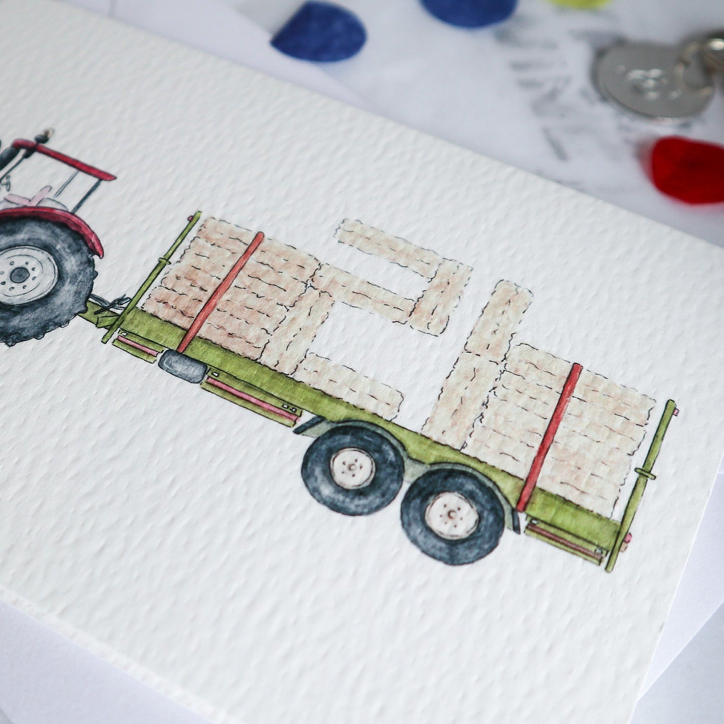 Red Tractor and Trailer 21st Birthday Card