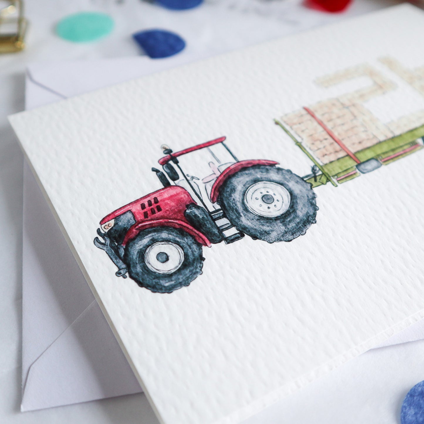 Red Tractor and Trailer 21st Birthday Card