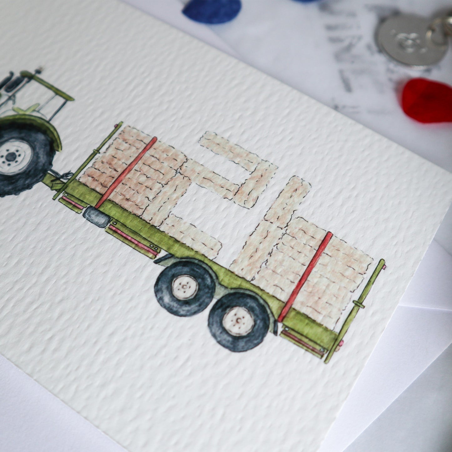 Green Tractor and Trailer 21st Birthday Card