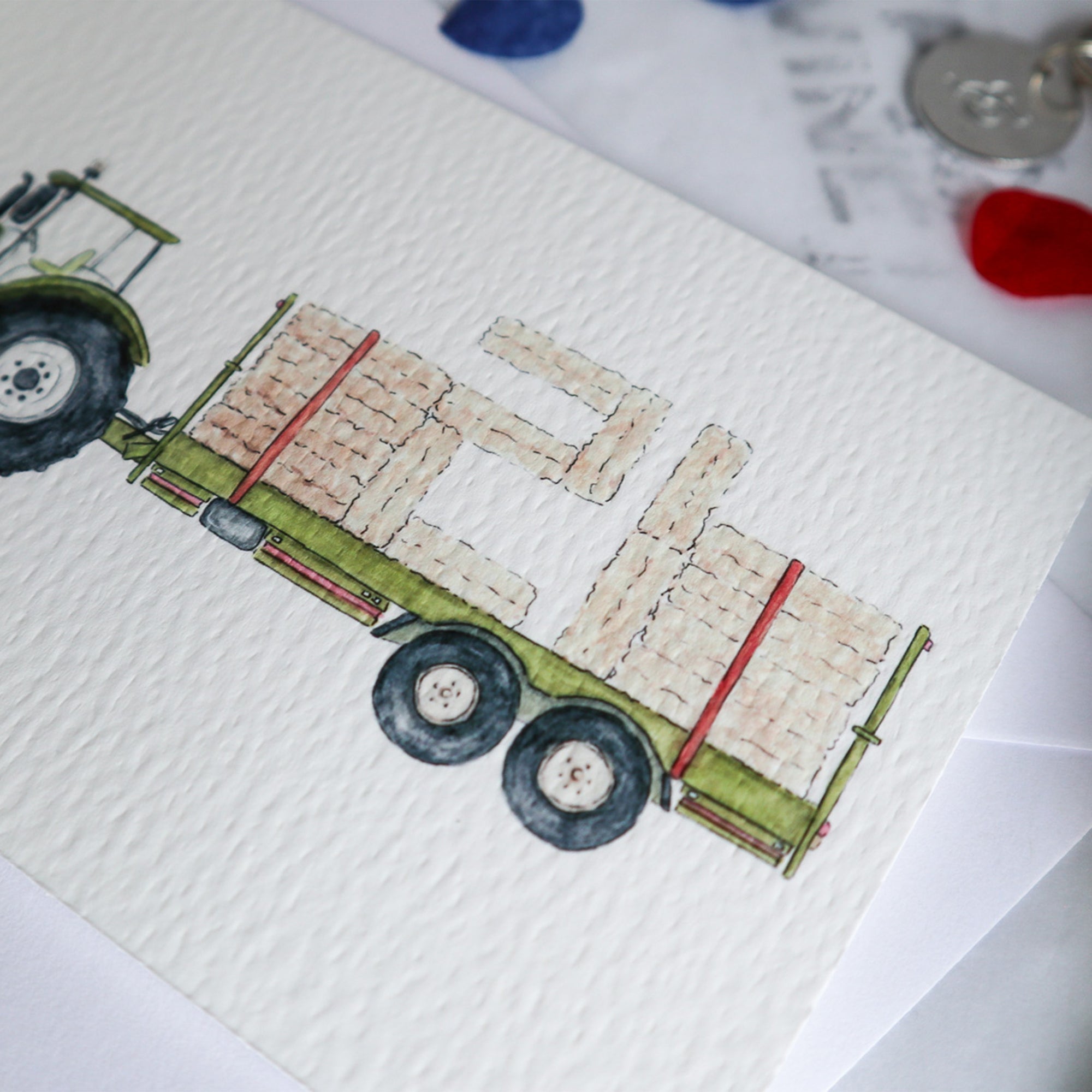 Green Tractor and Trailer 21st Birthday Card