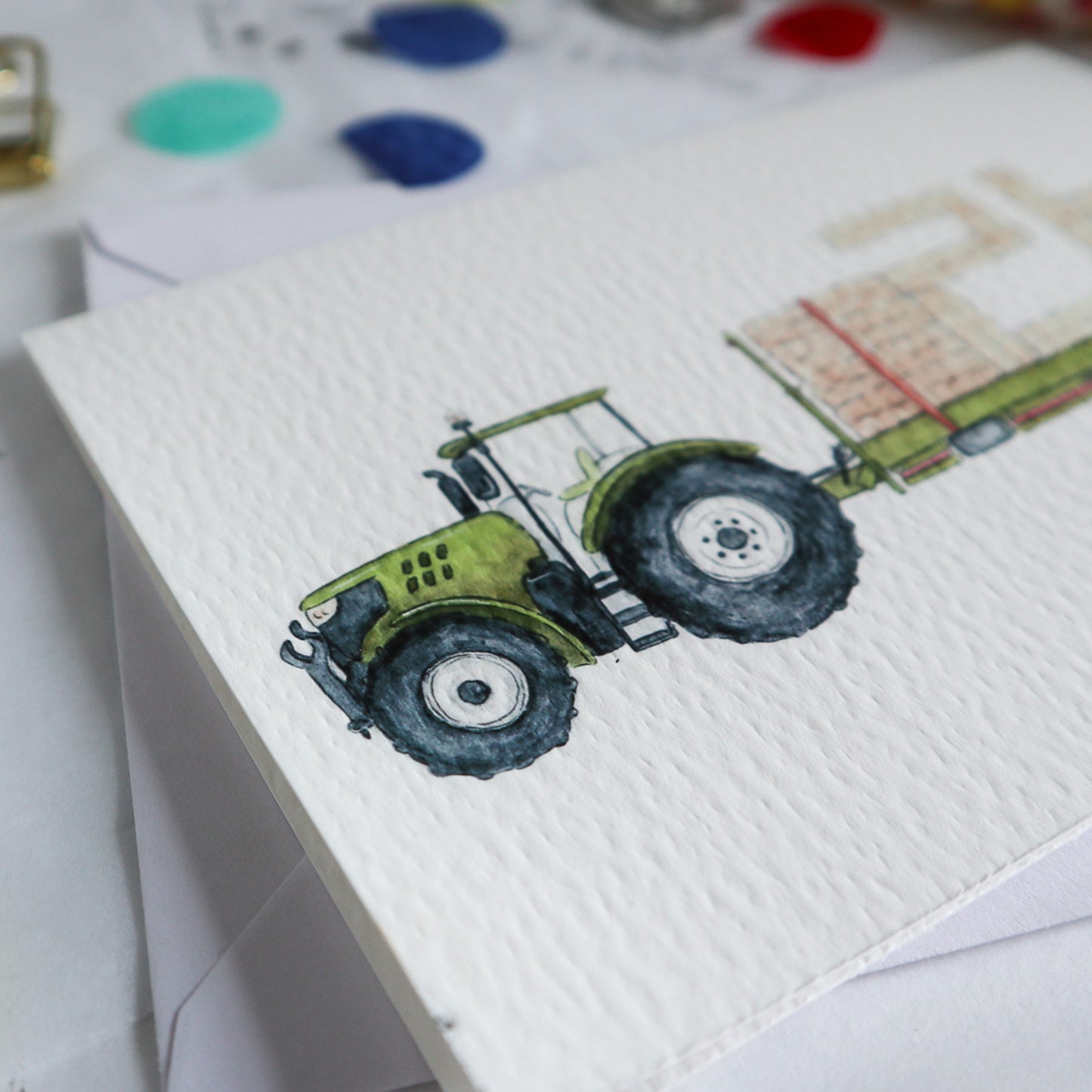 Red Tractor and Trailer 21st Birthday Card