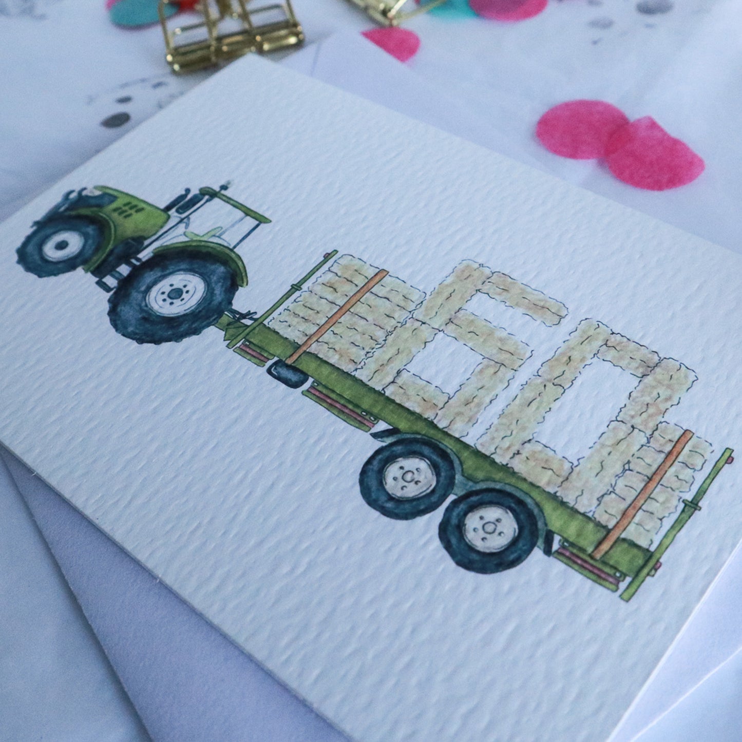 Green Tractor and Trailer 60th Birthday Card