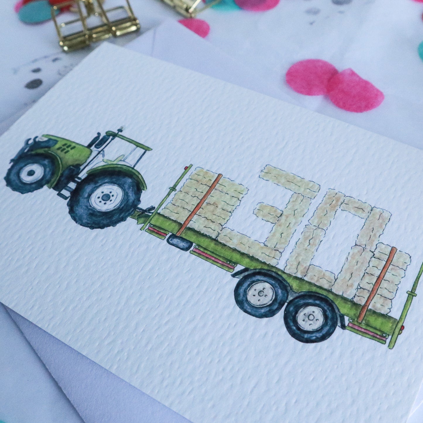 Green Tractor and Trailer 30th Birthday Card