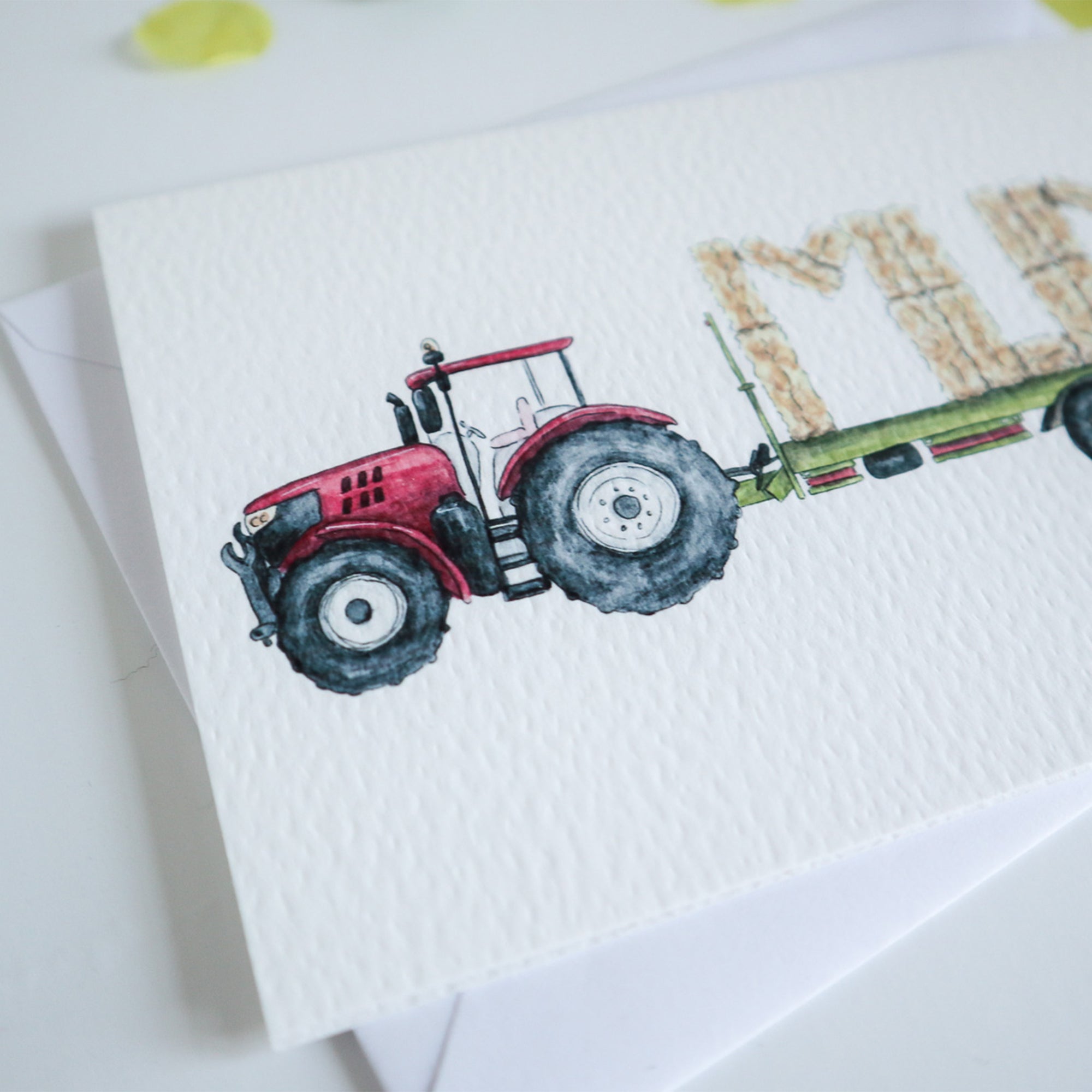 Red Tractor and Trailer Mum Card