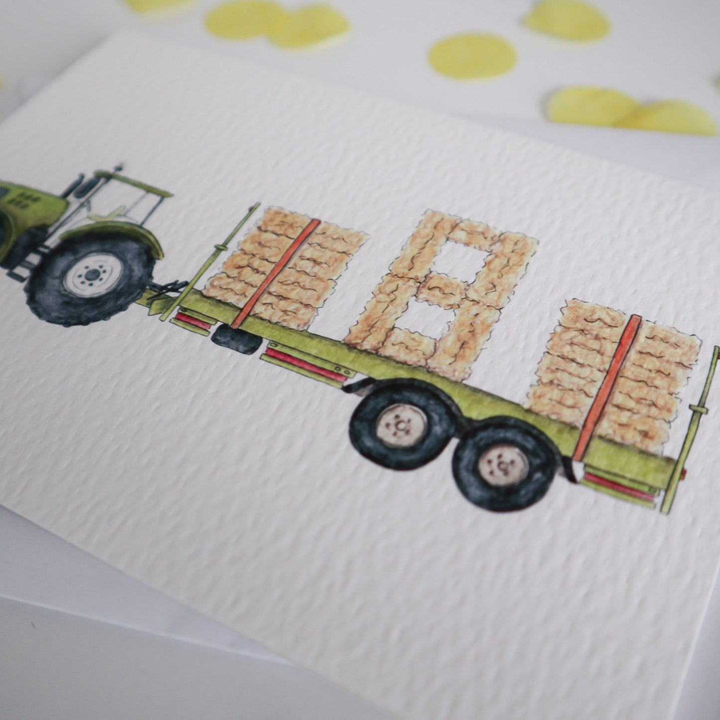 Green Tractor and Trailer 8th Birthday Card