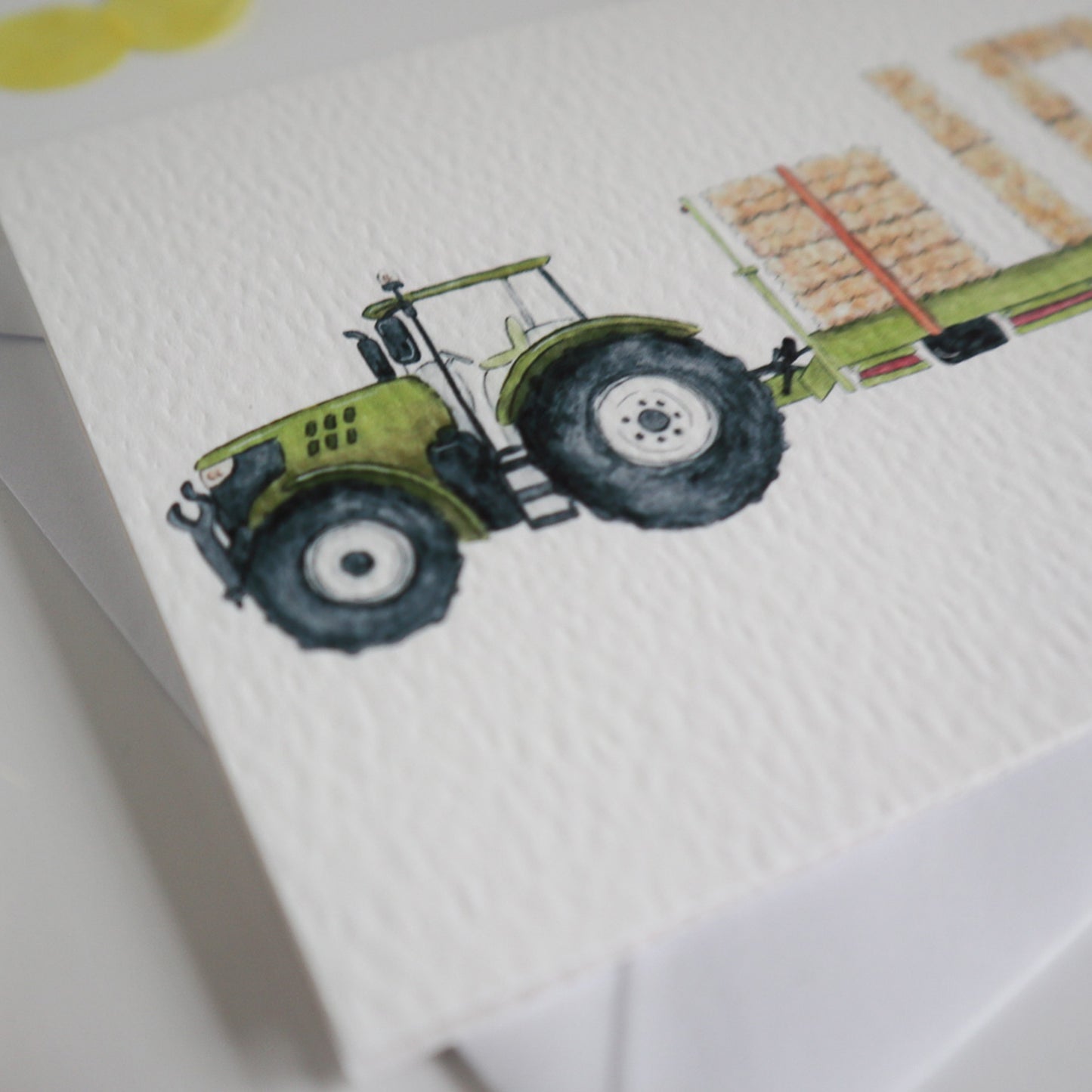 Green Tractor and Trailer 10th Birthday Card