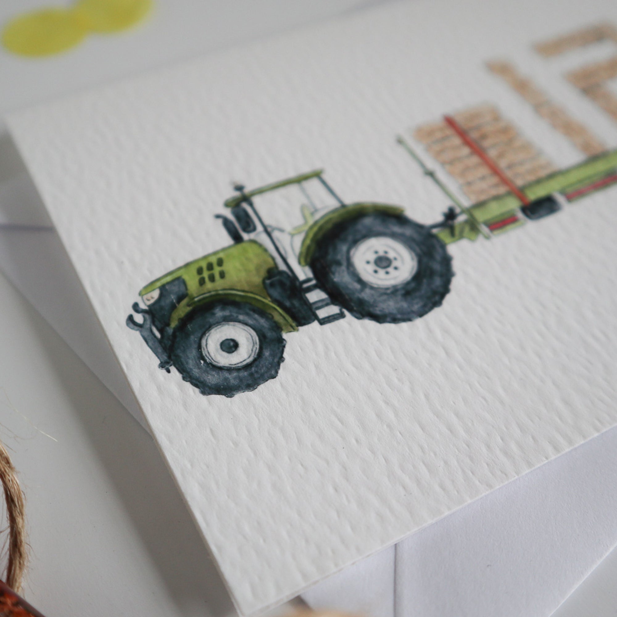 Green Tractor and Trailer 12th Birthday Card